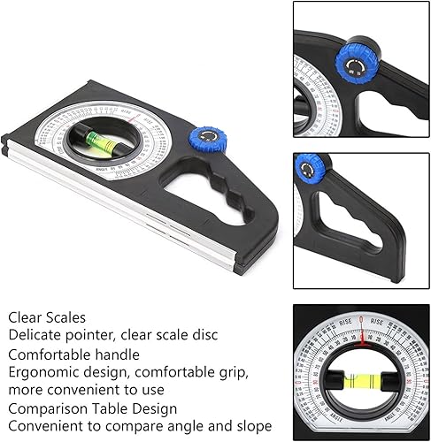 Miniatura 5 de Inclinómetro de ingeniería, regla de medición de pendiente universal de ABS duradero, diseño de mango ergonómico, medidor de ángulo, instrumento de