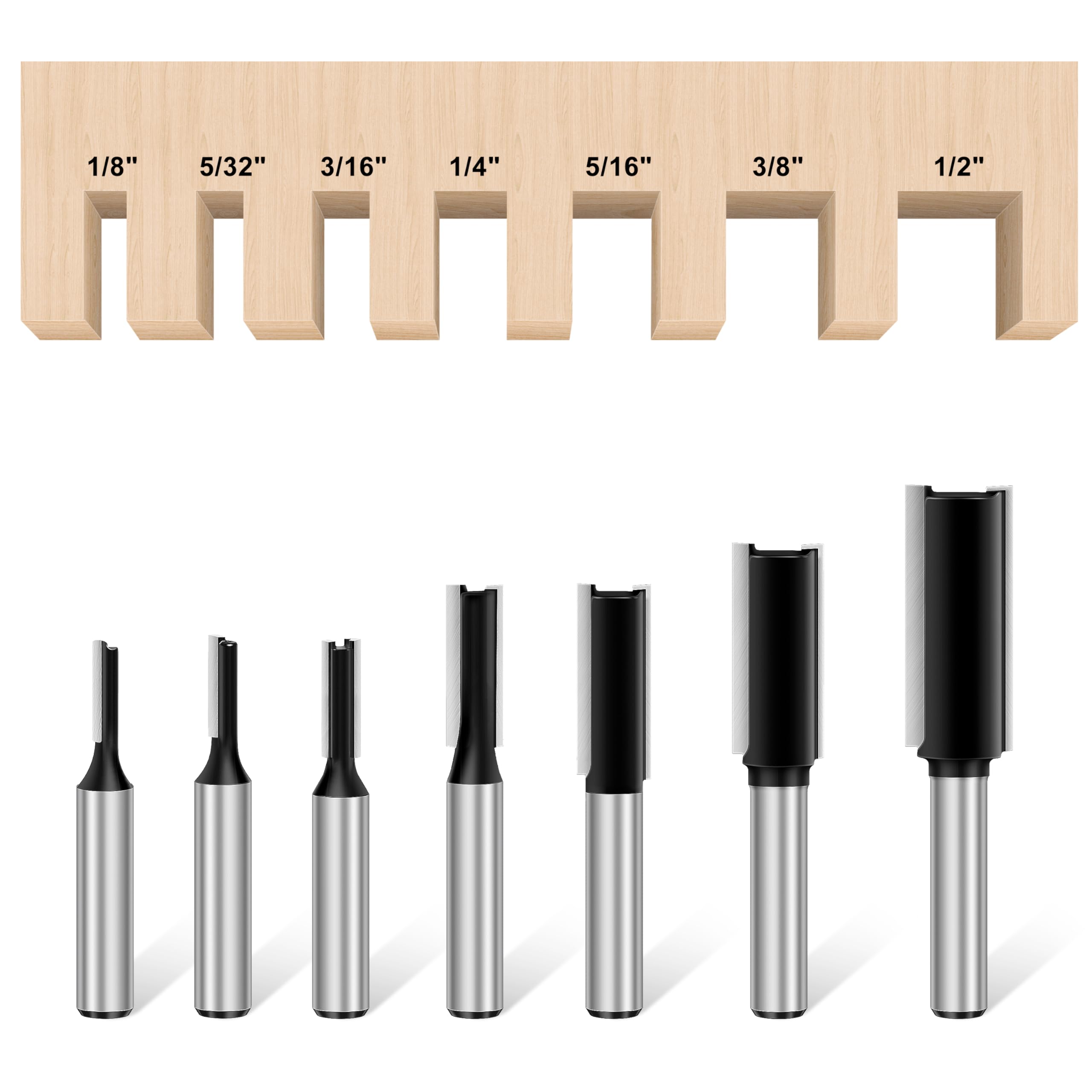 Feanron Router Bit Set - 6 Sizes, Carbide Tipped -7