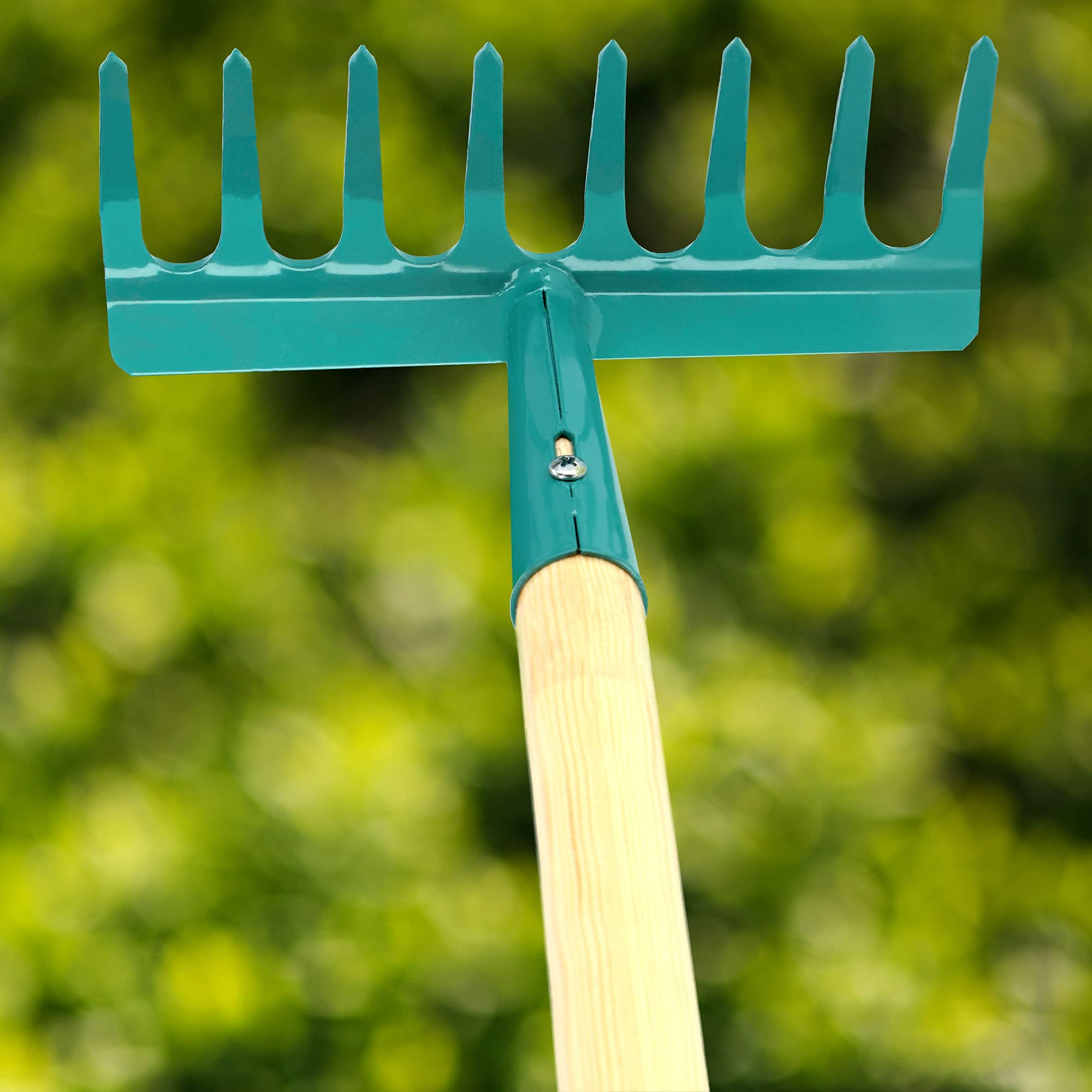 Kadax - Rastrillo para mujer con mango largo para jardín, rocas, ramas, herramientas de jardín, rastrillo, rastrillo, rastrillo, rastrillo de jardín con cabeza dura (8 puntas)