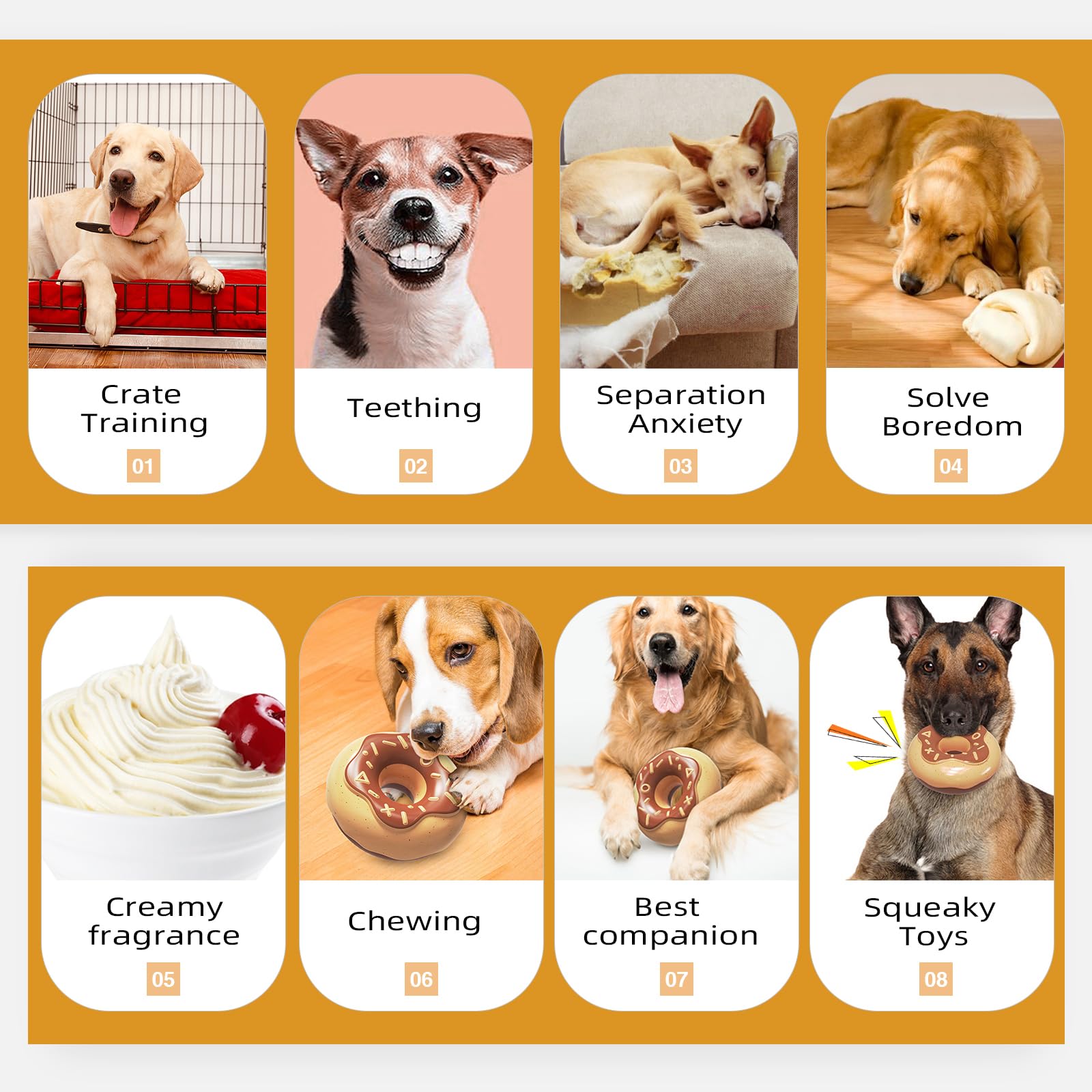 Lindo juguete de dona para perros masticadores agresivos, juguetes indestructibles chirriantes para perros con fragancia cremosa para razas medianas y grandes, juguetes masticables resistentes
