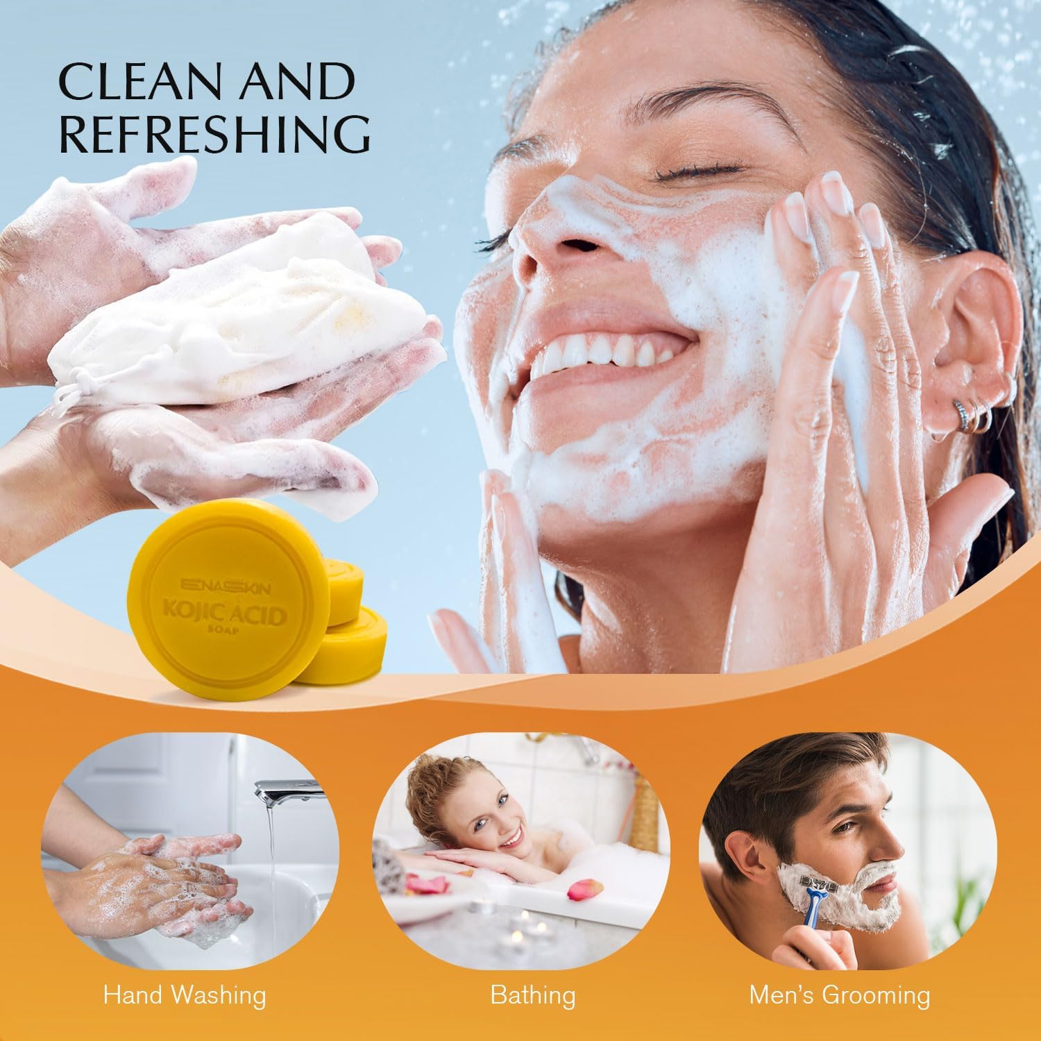 Kojic Acid Soap Dark Spot Remover: 3 Pack Turmeric Soap Bars with Vitamin C/Retinol/Collagen/Hyaluronic Acid - Moisturizing for Body & Face/Acne Scars/Melasma/Uneven Skin Tone - Image 7