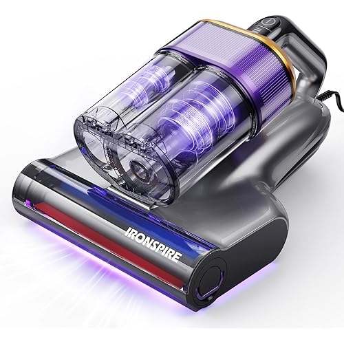 Bed Vacuum Cleaner, Mattress Vacuum with 2 Roller Brushes 253.7nm UV-C Light & Ultrasonic,145°F Heat, HEPA Filter, 18kPa Suction 650W Powerful Handheld Vacuums for Dust & Pet Hair(Corded)