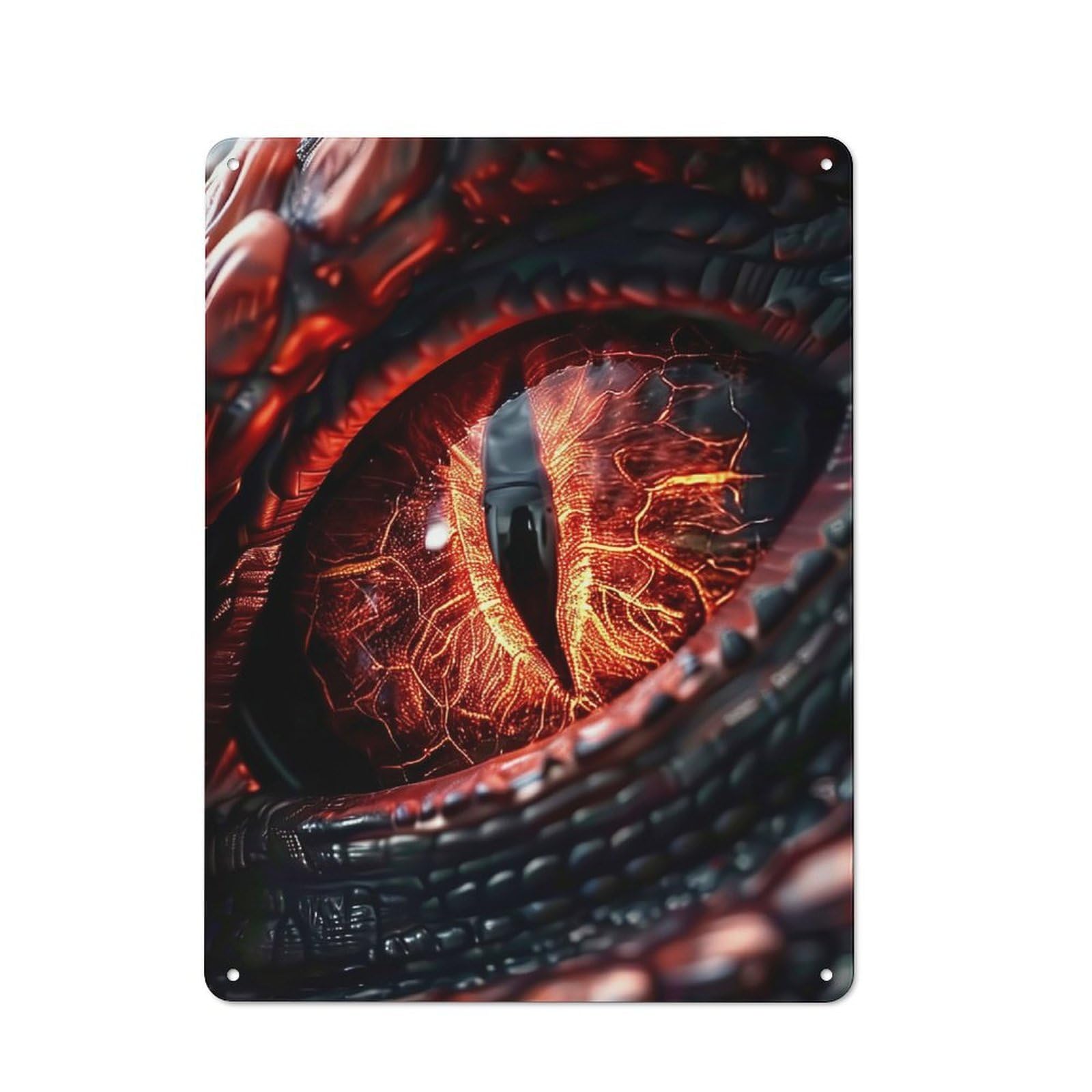 Junmoney Red Dragon Eye Rustic Metal Sign 40X30cm For Garden Room Or Summerhouse, For Summerhouse Decorators