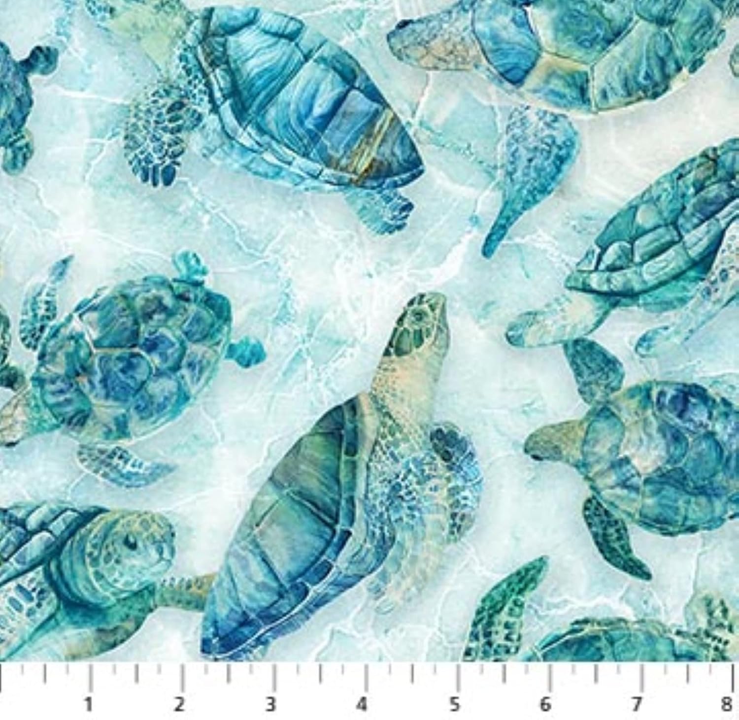 Northcott Turtle Bay by Deborah Edwards & Melanie Samra DP24717 64 Lt Aqua Turtles
