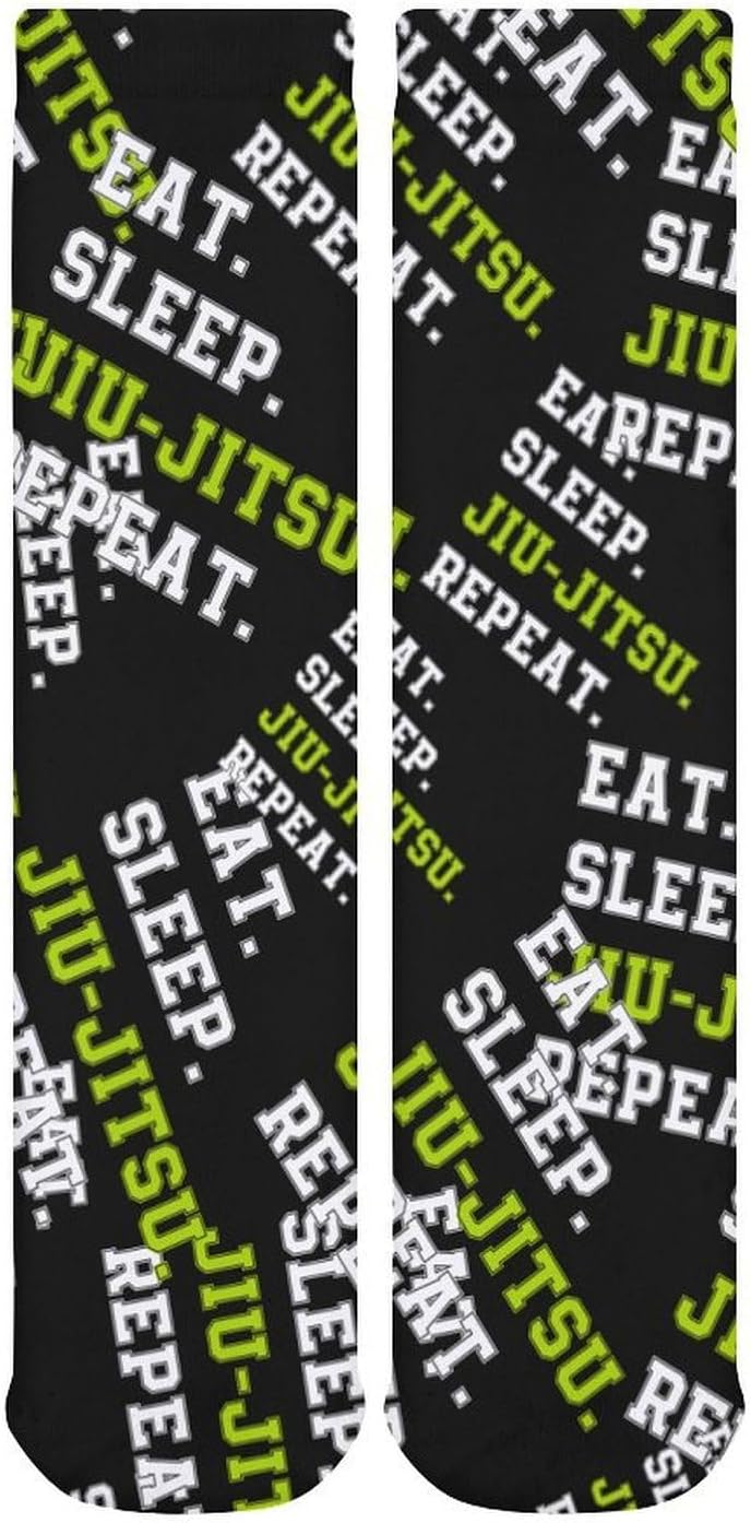 Eat Sleep Jiu-Jitsu Repeat Knee High Socks Casual Long Stockings Over Calf Sock Tube for Women Men