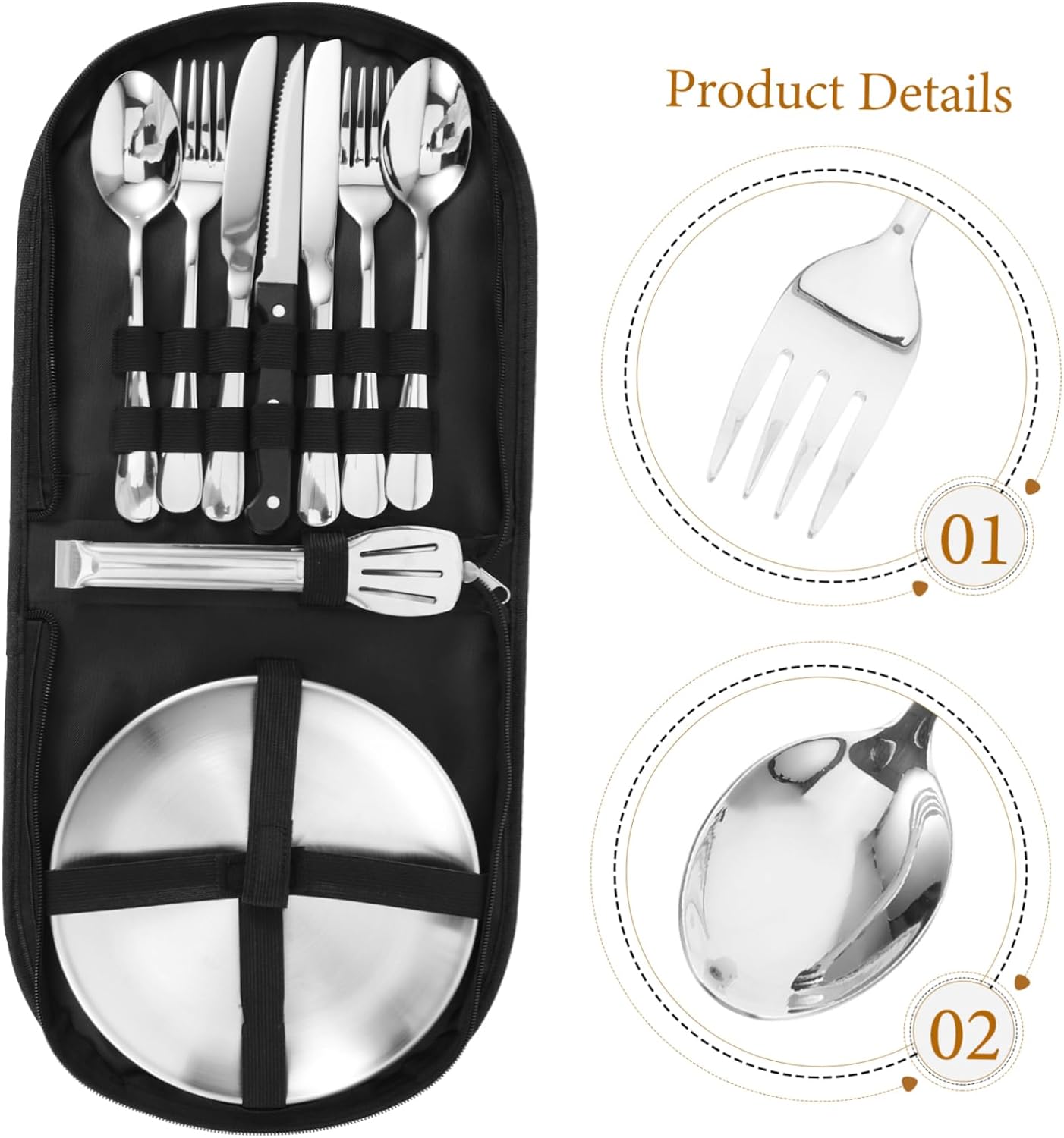 Travel Silverware Portable Camping Cutlery Set Modern Silverware Set Storage Bag Compact Utensil Kit for Hiking Picnics and Outdoor Adventures