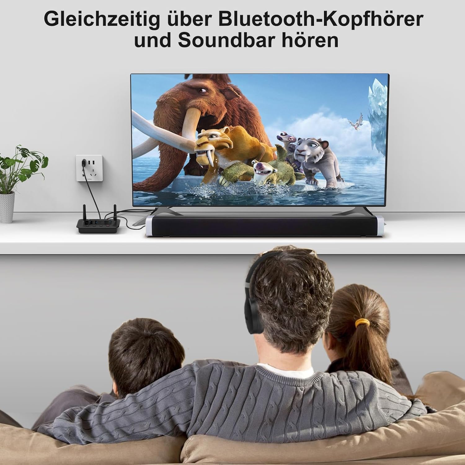1Mii B03S Bluetooth Transmitter & Empfänger für TV und Stereoanlage, 3-in-1 HiFi Audio Adapter mit ESS DAC, aptX Adaptive & Low Latency, Dual Link für 2 Kopfhörer, Bluetooth 5.3, Optisch/Cinch/AUX