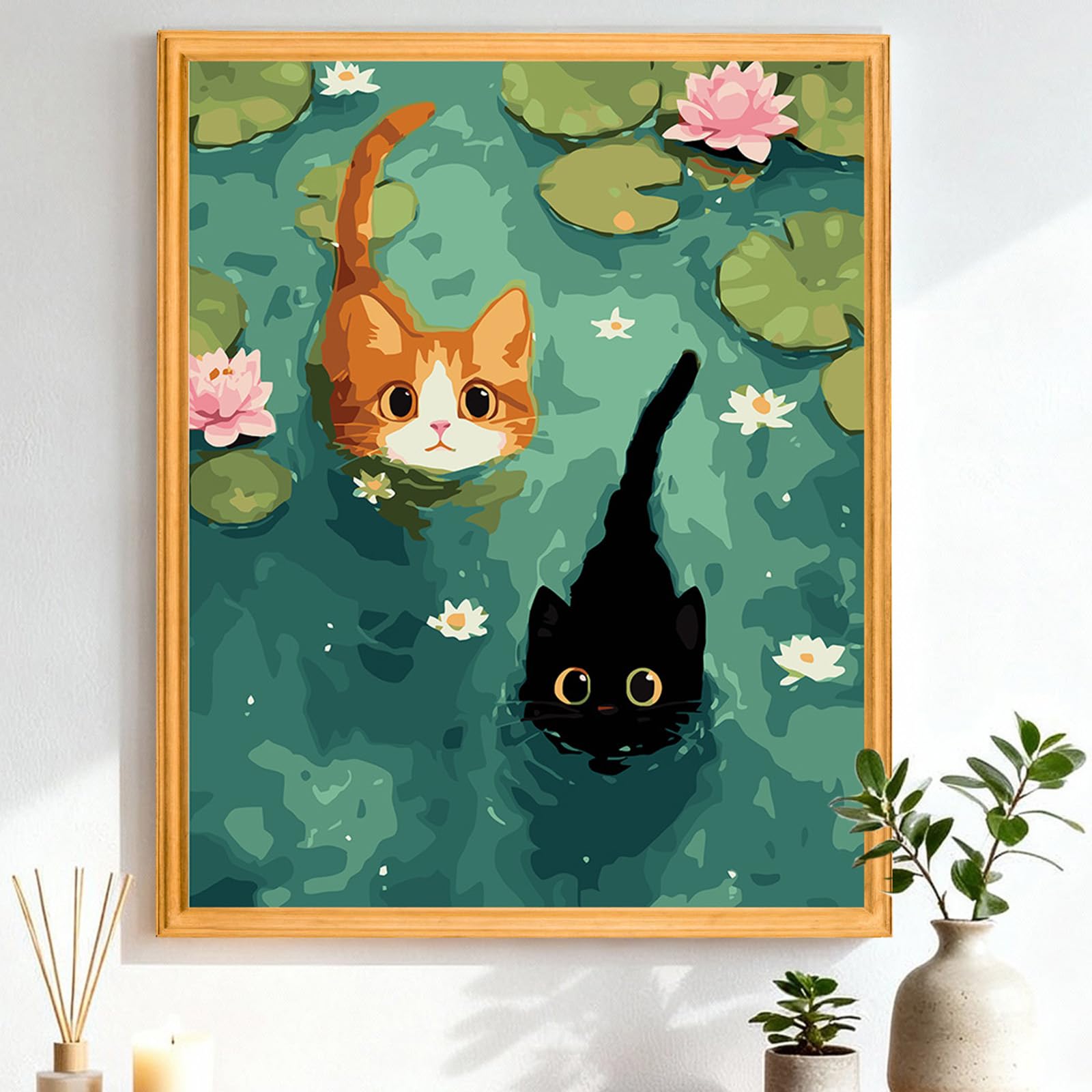 CEOVR Cats Paint by Numbers for Adults Cute Animals Painting by Numbers Frameless for Beginners with Brushes Acrylic Pigment 40x50 cm DIY Drawing Paintwork — image 1