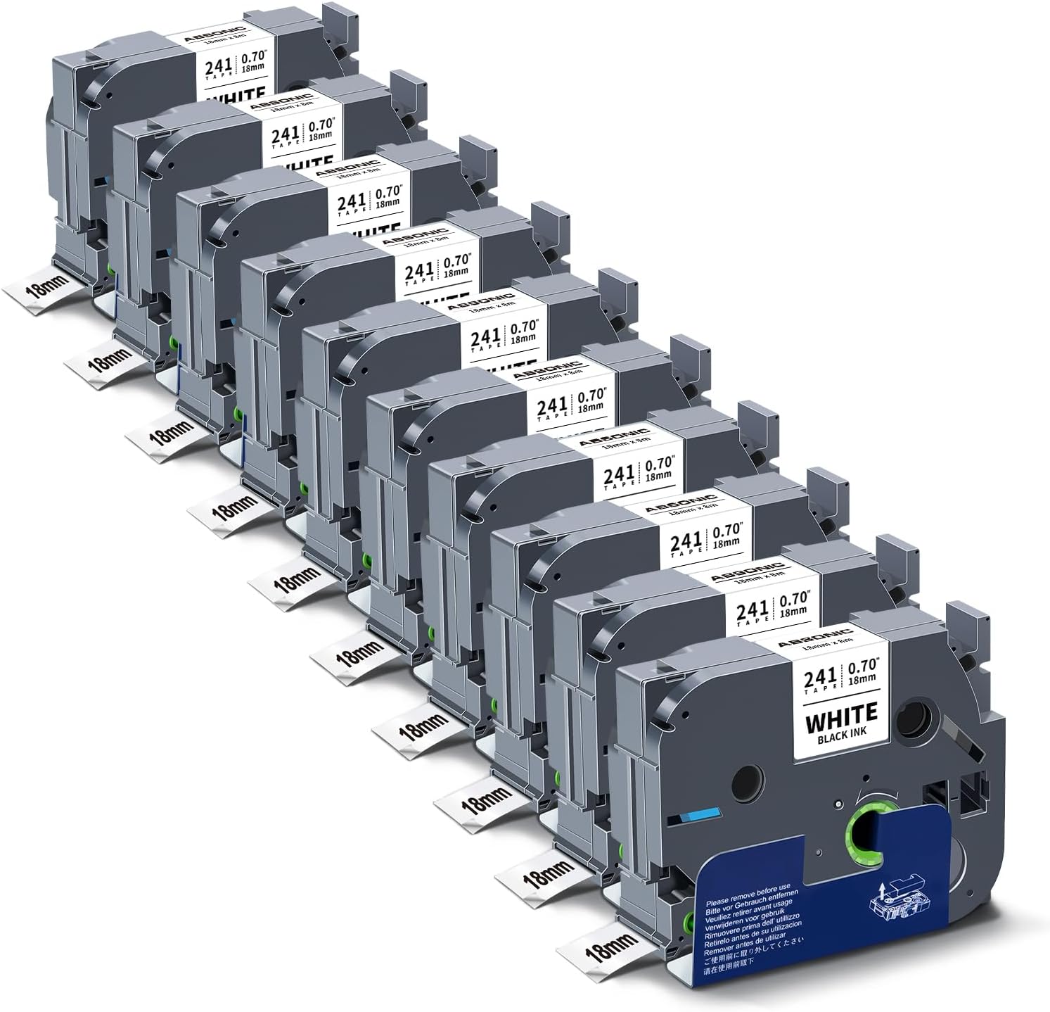 10 Pack TZ-241 18mm 0.7 Laminated White Tape Compatible for Brother P-Touch TZe-241 Tze241 3/4" Refill for Ptouch Label Maker PTD400 PTD410 PT-D610BT PTD460BT PTP710BT
