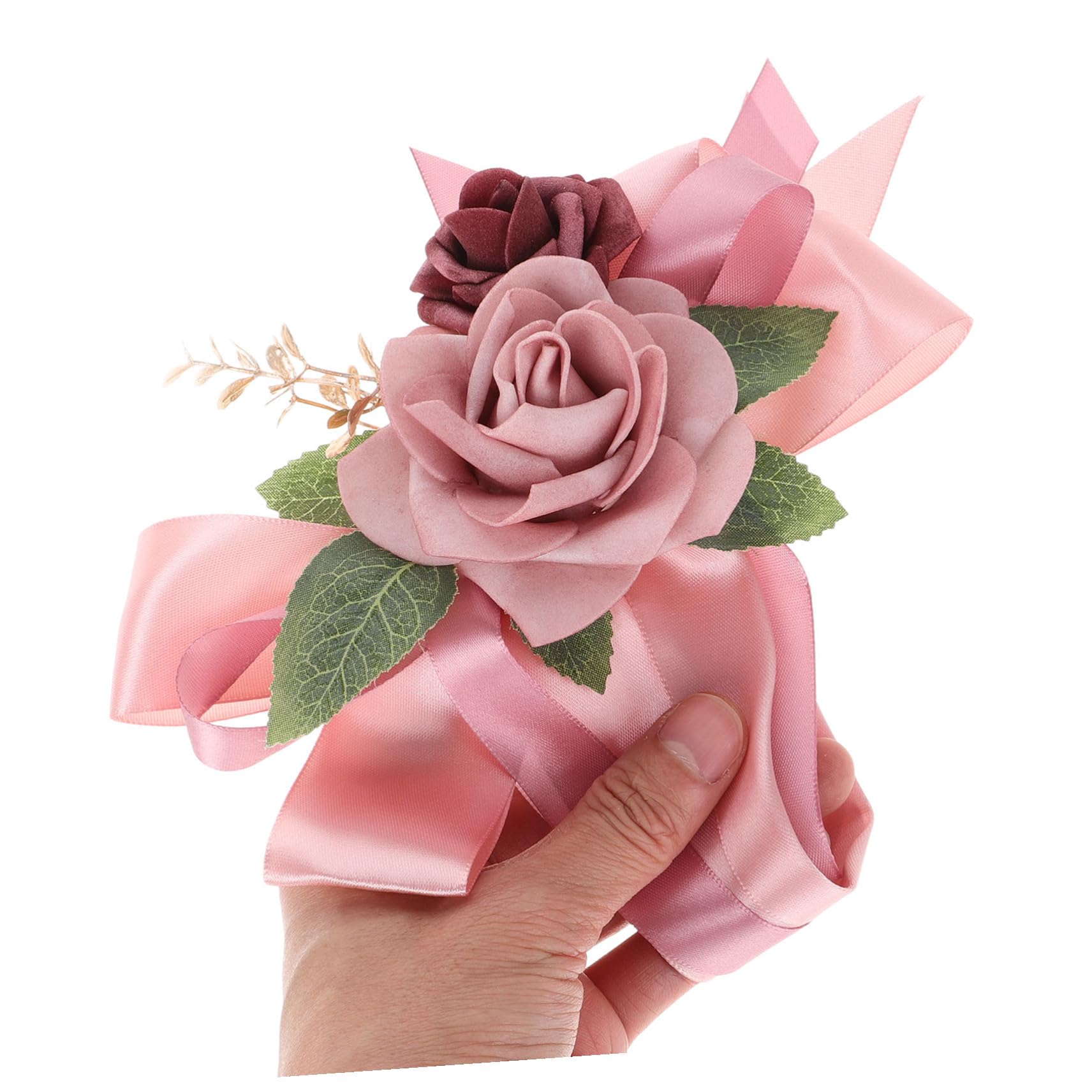 VILLCASE Décoration Voiture Mariage en Tissu Rose Artificielle Polyvalente sans Chute de Fleurs pour Miroir Rétro et Poignée de Porte, pour Voiture de Mariage