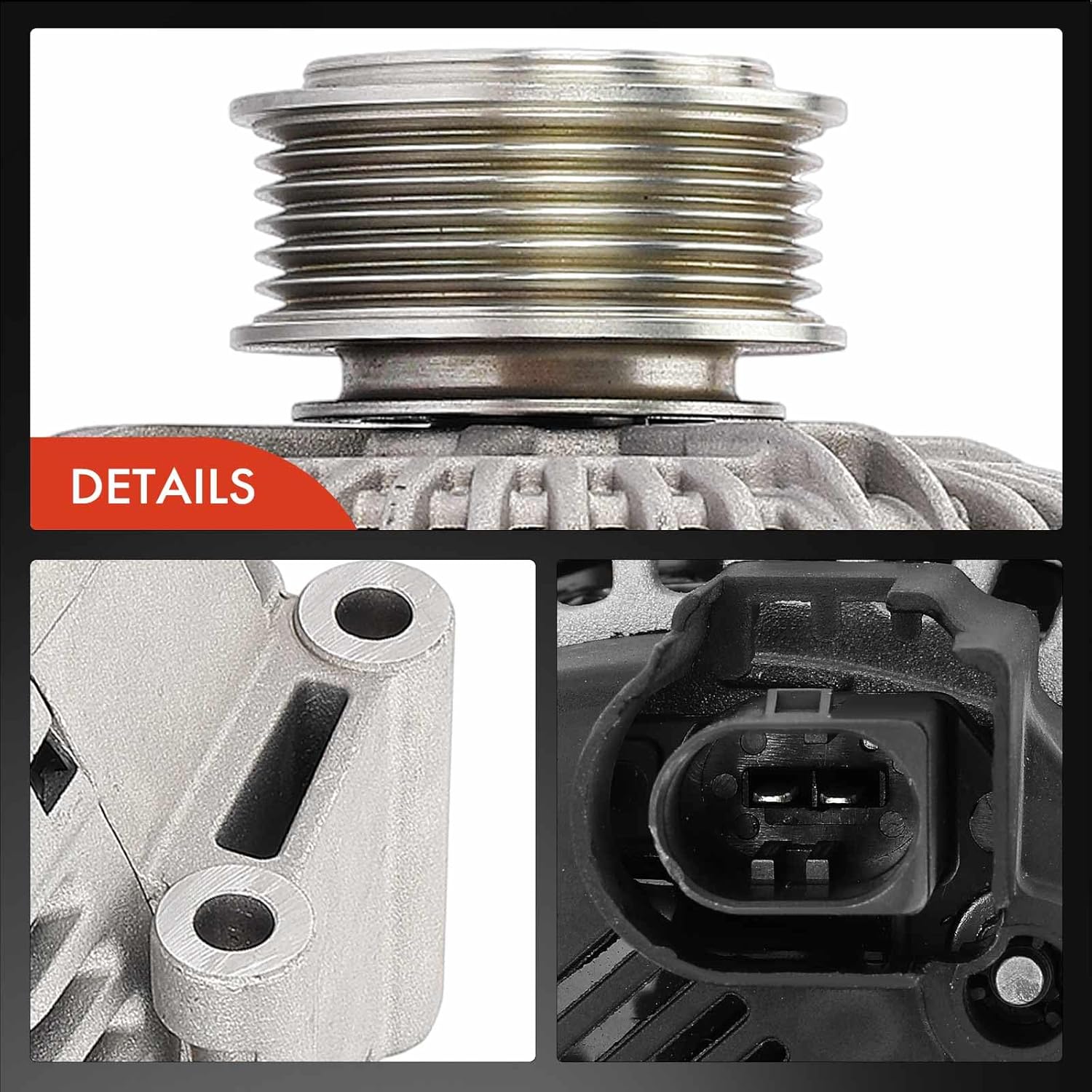 A-Premium Alternator Compatible with Audi A4 2006-2008, A4 Quattro 2005-2009, 3.2L, 12V 150A 6-Groove Clutch Pulley Clockwise, Replace# TG16C011, 06E-903-016-E