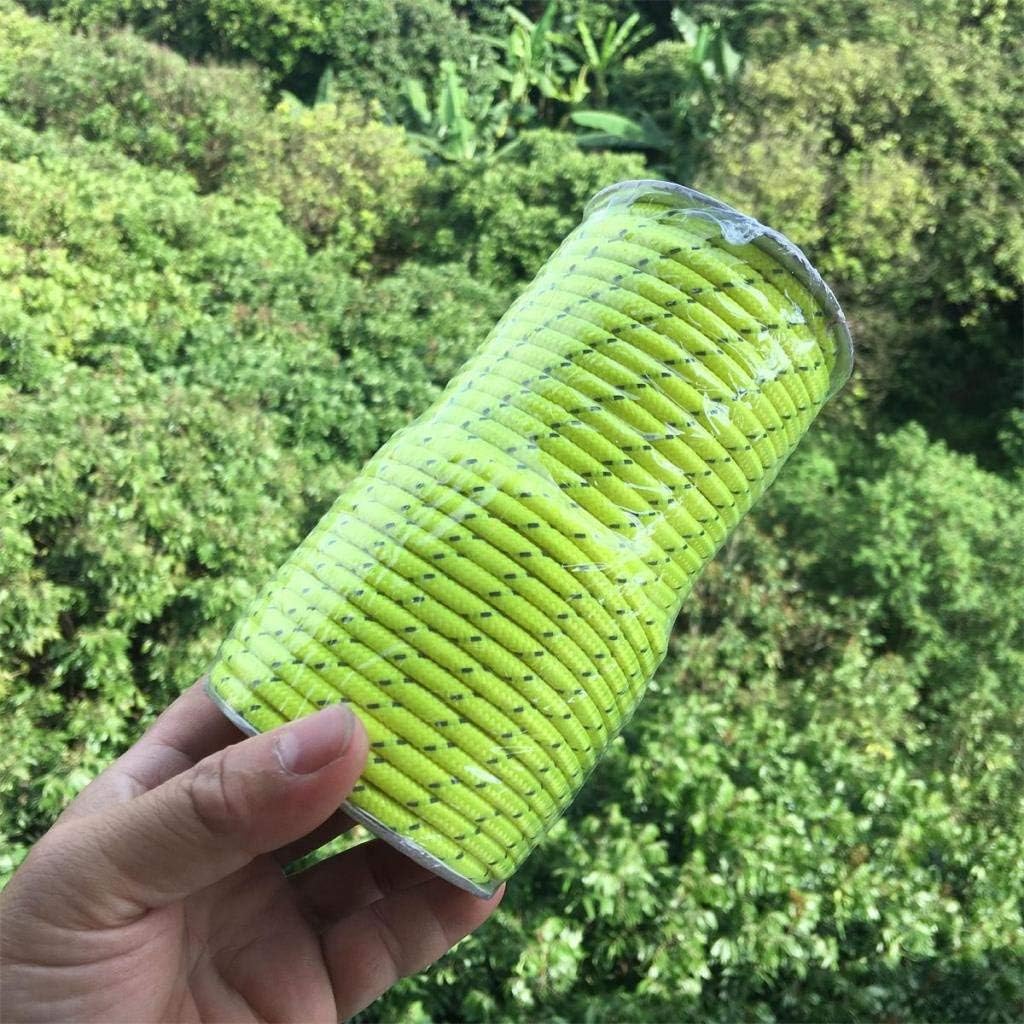 5mm 50m Fluorescent Reflective Guyline Tent Rope Nylon Cord Paracord for Outdoor Camping Hiking Tent Green 5mm x 50m