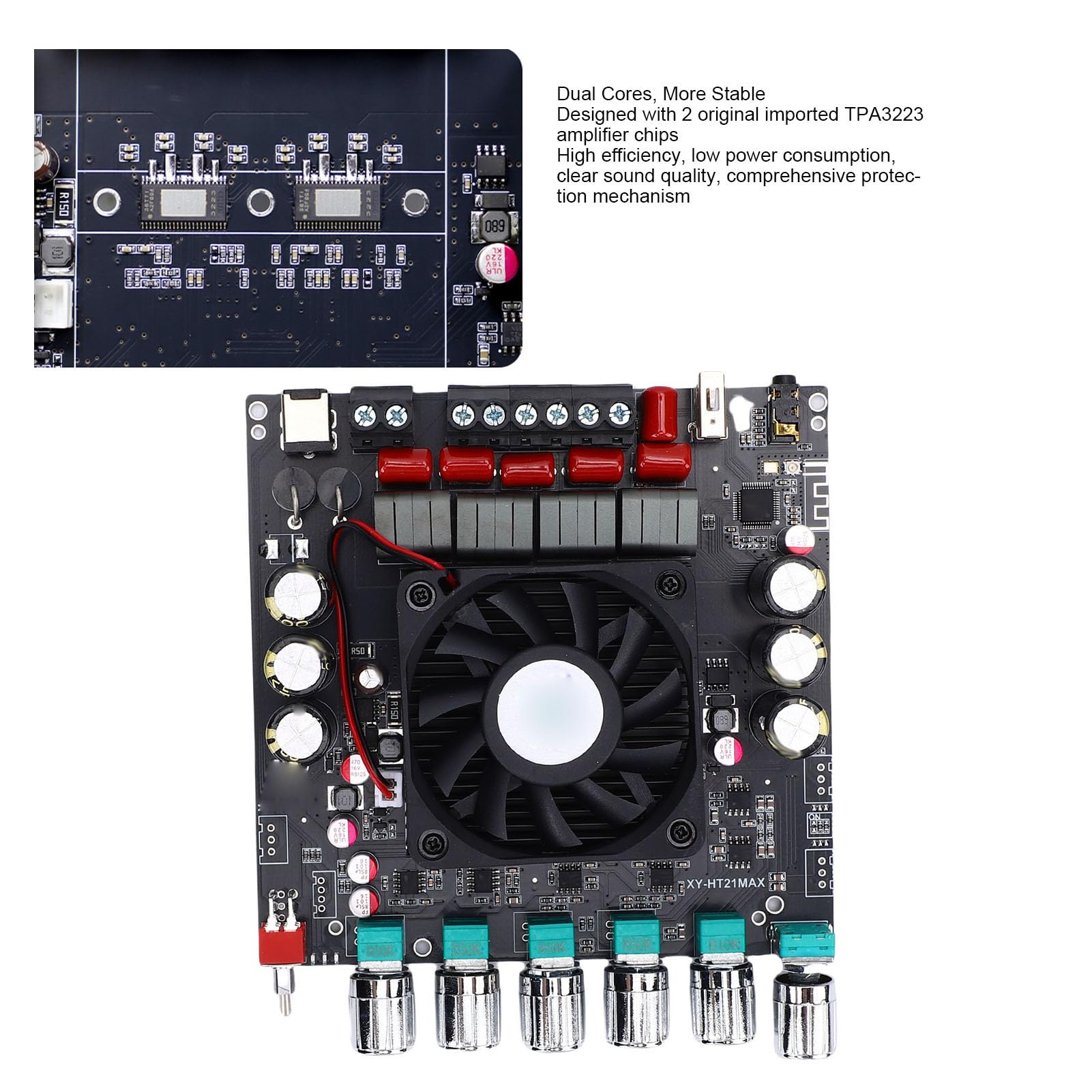 AUNMAS Scheda Amplificatore Audio a 2.1 Scheda Amplificatore Digitale ABS XY HT21MAX 2x200W più 400W Ingresso USB AUX 10A Alimentazione per Home Theater Auto Altoparlanti Esterni Fai da Te