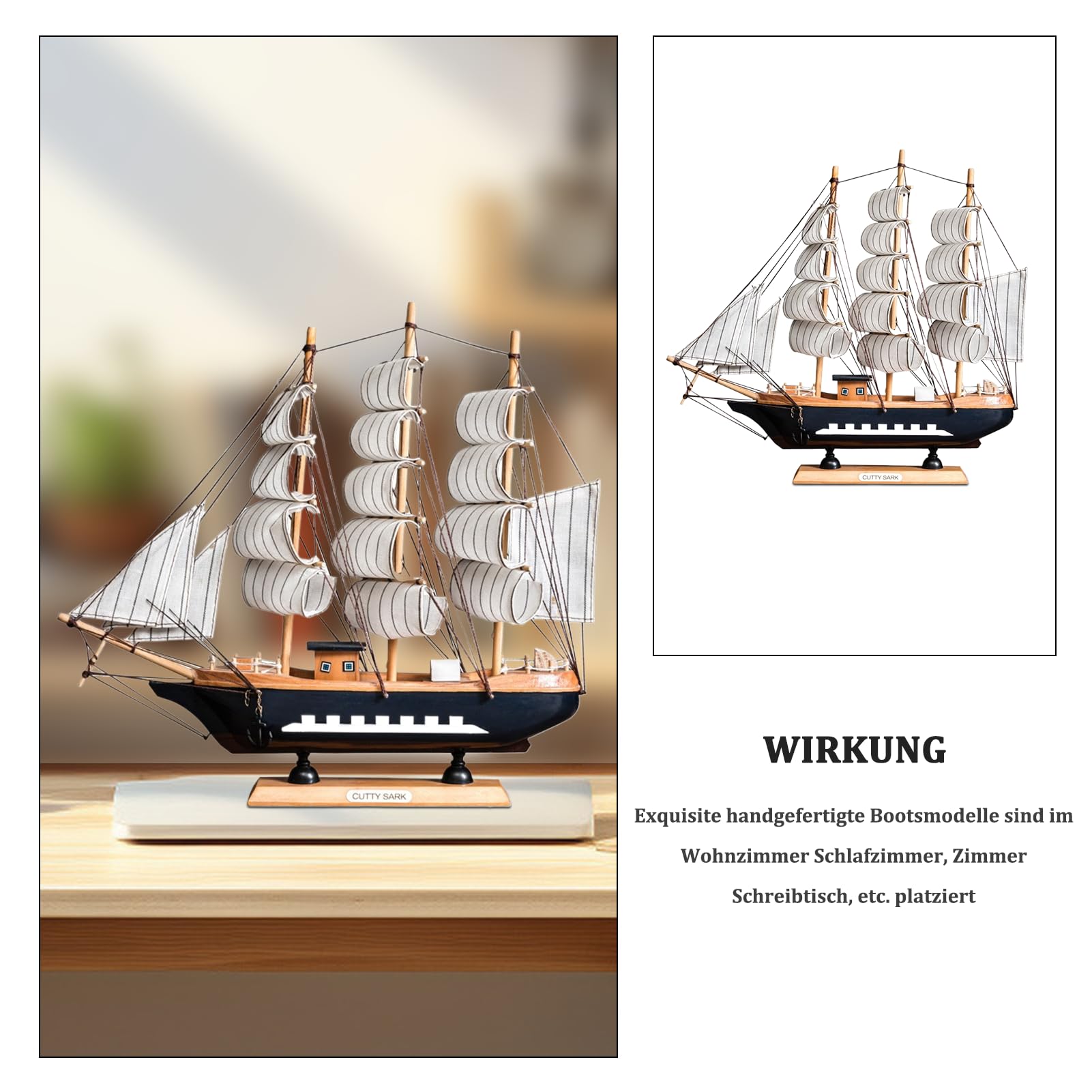 Syfunlv Bois Nautique Maquette De Voilier, Modèle de bateau à voile en bois, Voilier en Boi Decoration, 32x6x32 cm, Fait à la main, pour Accessoires Photo et Décoration d'intérieur, Style Nordique