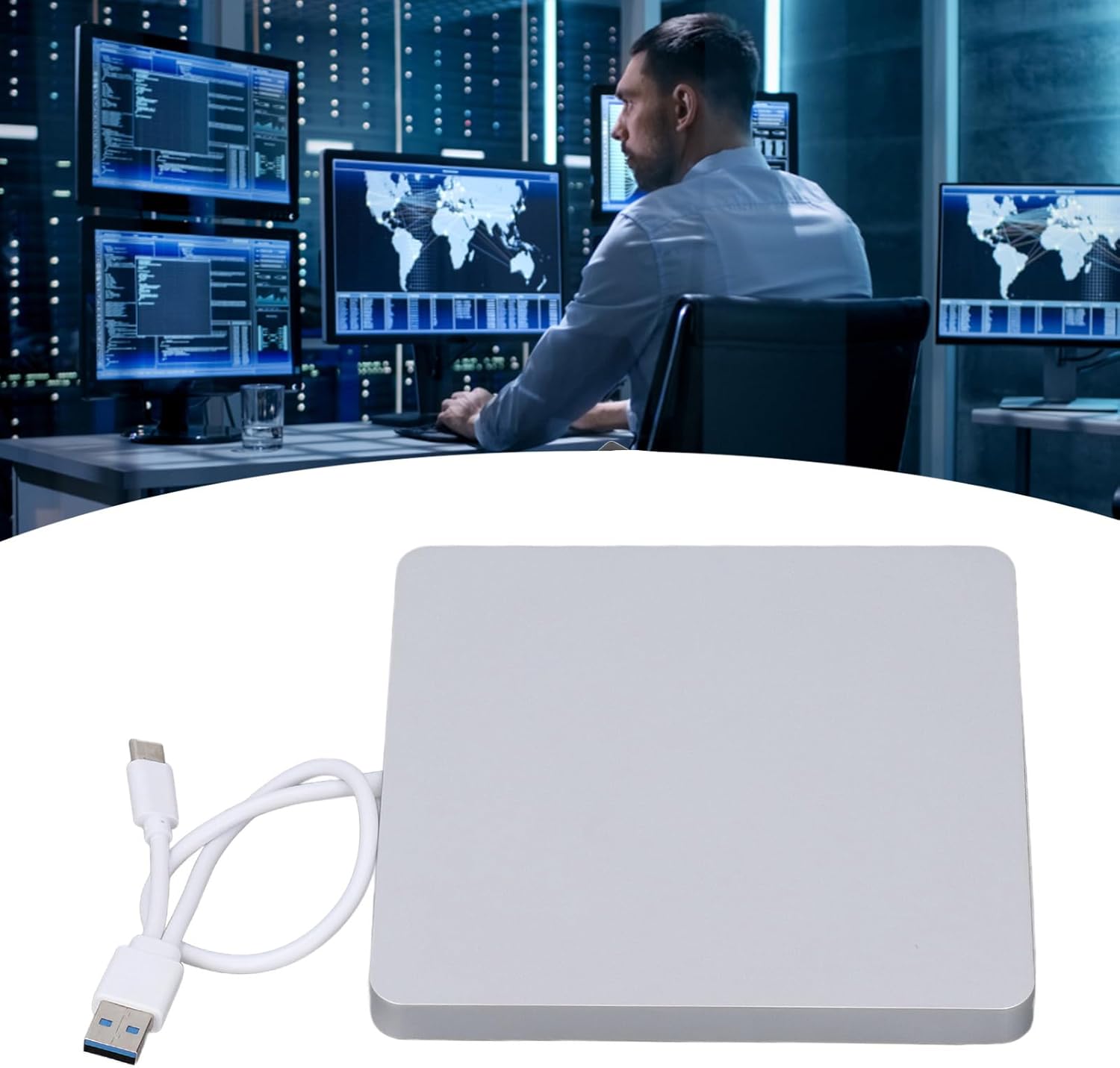 External DVD Drive USB 3.0 Type C Slim Lightweight Abs Portable Cd DVD Burner Optical Drive Rewriter Player for Laptop Desktop Pc Linux Os