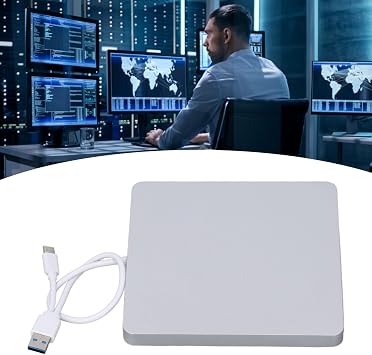 External DVD Drive, CD Slim with USB 3.0 Type C, Portable CD DVD Optical Drive Rewriter Player for Laptop Desktop PC