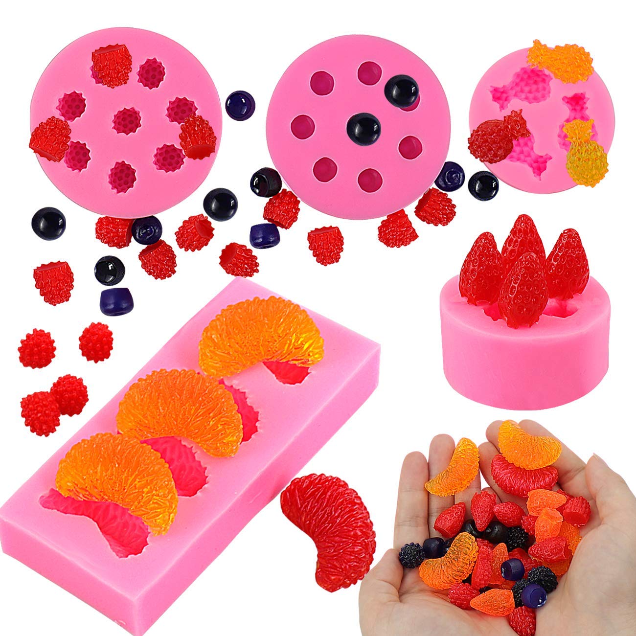 Skytail 5pc Fruit Silicone Candle Molds Blueberry Strawberry Raspberry Orange Shape Fondant Molds Baking Chocolate Candy Cake Decoration Cupcake Topper Sugarcraft Gumpaste Clay Wax Melts-image-35