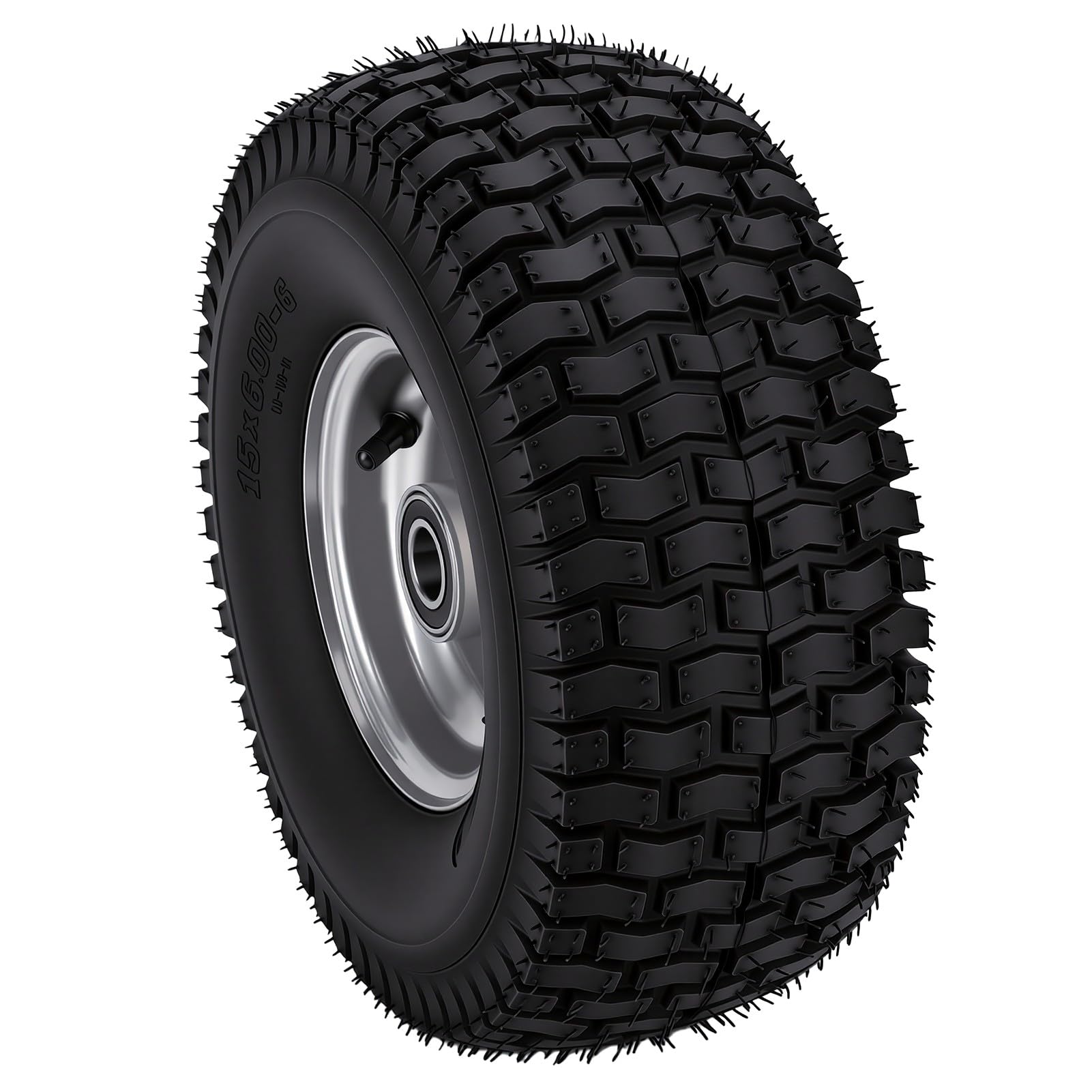 15x6.00-6 Opona Bezdętkowa 6 Cali, Antypoślizgowe Koła Gokartowe z piastą ze Stopu Aluminium 25mm łożysko do Mini Roweru ATV Kosiarka