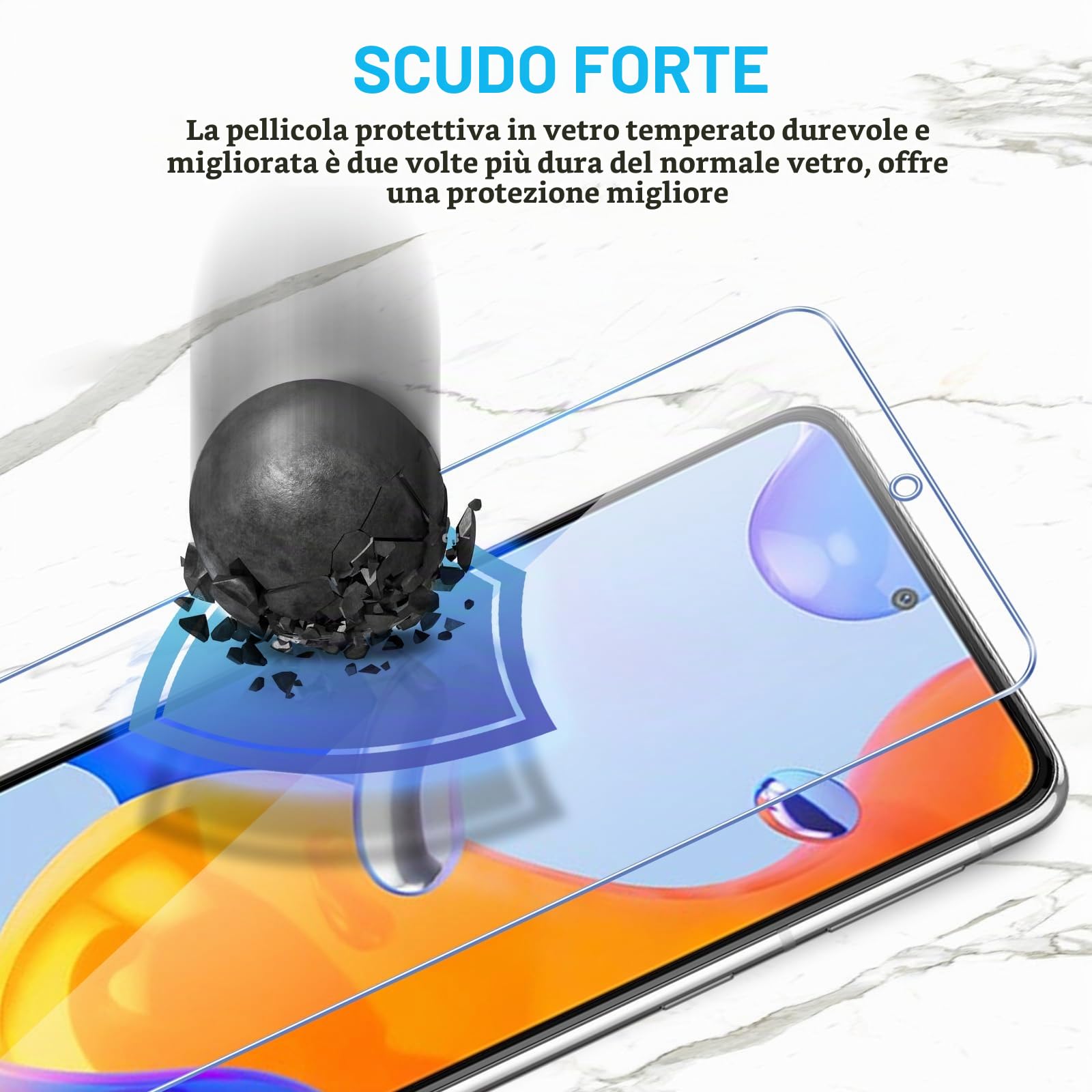 Vetro Temperato 3 Pezzi Per Xiaomi Redmi Note 11 Pro E 11 Pro 5G, Durezza 9H, 0.33mm, Anti-graffio, Senza Bolle