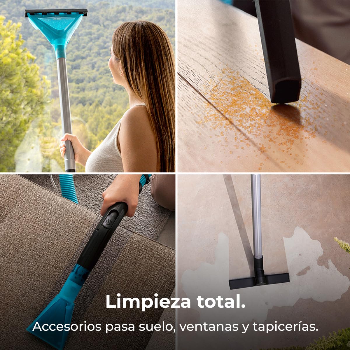 Cecotec Aspirador Sólidos, Líquidos, Tapicerías y Alfombras con Cable Conga CarpetClean 20000 MAX. 1400W, 22Kpa, Depósito Agua Limpia 4L y Sucia 20L, Filtro HEPA, Radio de Acción 7m