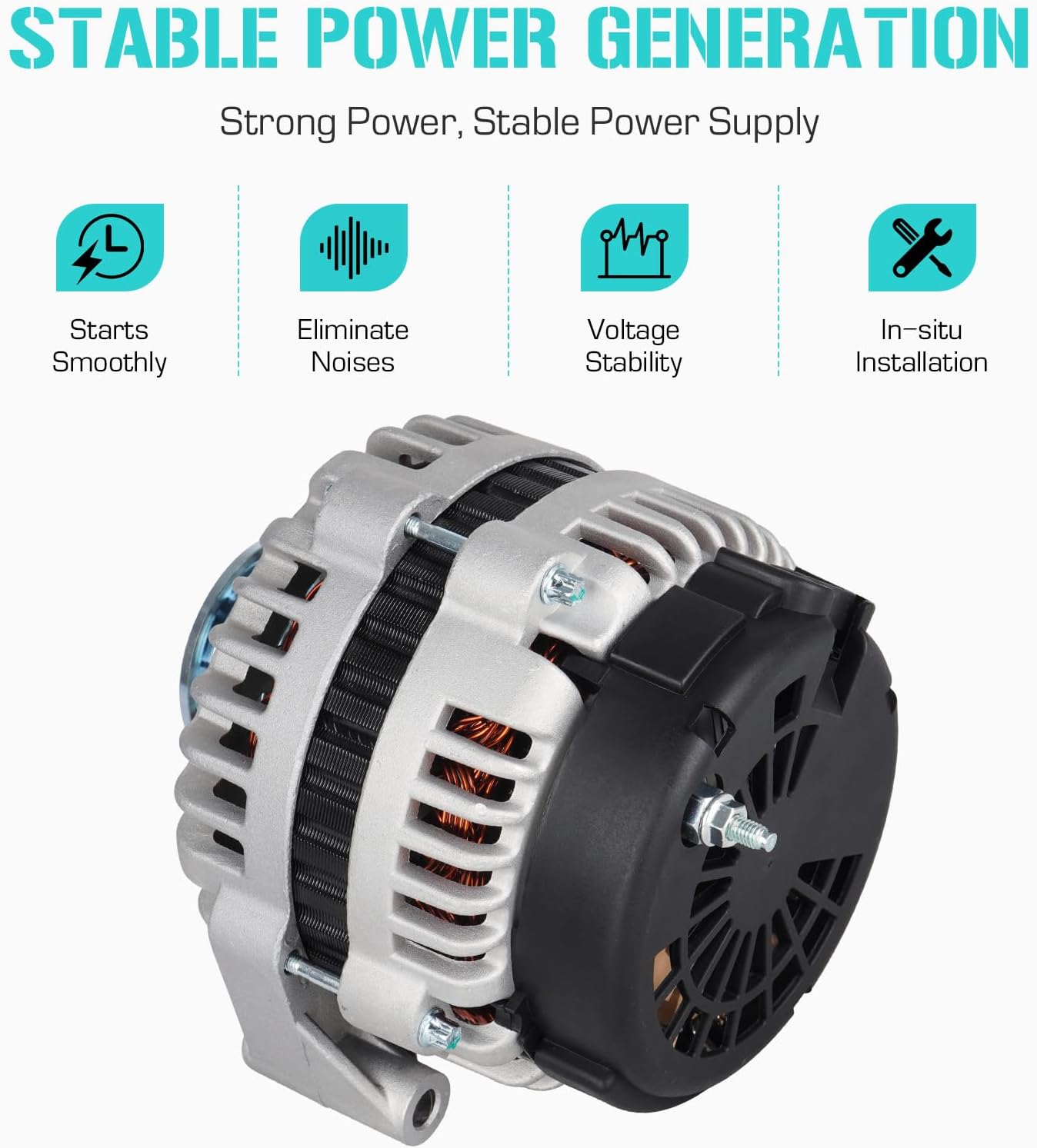 New Alternator 5.3L 6.0L 8.1L Fit for Chevrolet 1999-2002 GMC Series Pickups Avalanche Suburban Tahoe Yukon Cadillac Escalade 5.3L 6.0L 8.1L, 400-12172