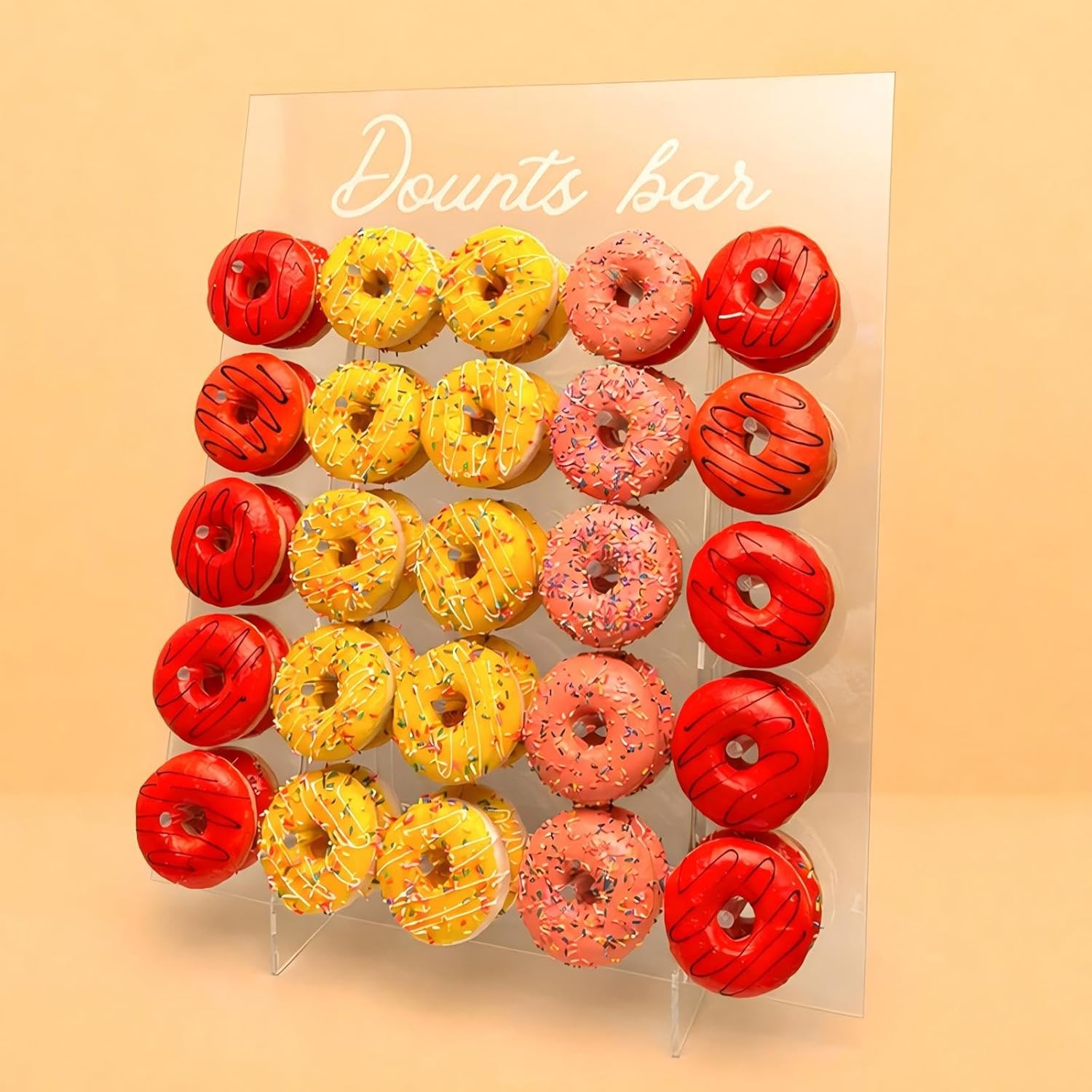 ZOOYOO Donut Wall Display Stand - Large Acrylic Donut Holder Holds 50 Donuts (26x22 inch) - Donut Board for Wedding, Party, Baby Shower Dessert Table Decor
