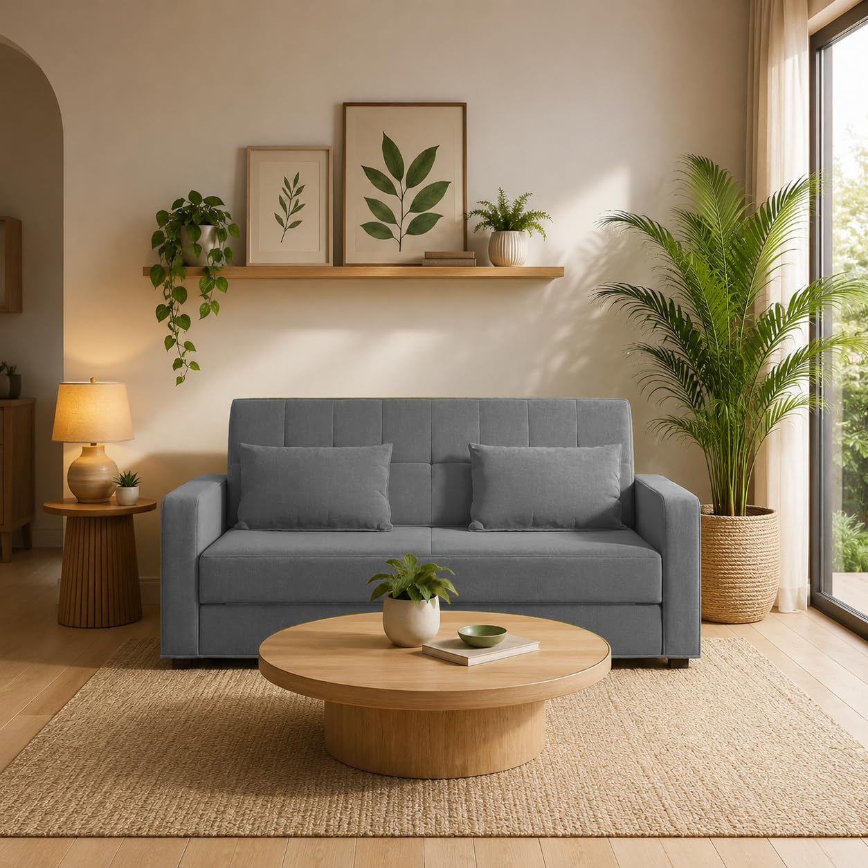 Ellis Modern Design 2 Seater Sofa Set for Living Room, (Dark Grey Colour) Premium Velvet Fabric Sofa-image-31