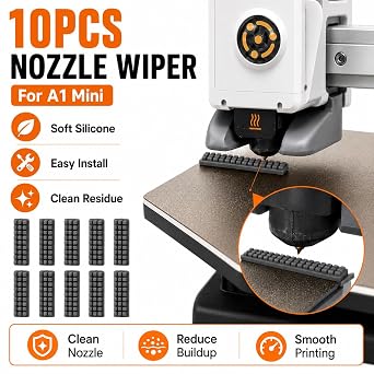 3D Printer Maintenance Tool Kit for Bambu Lab A1 Mini, A1 Mini Combo, Nozzle Wiper Kit with Silicone Socks, Clog Poke, PTFE Tube, Cleaning Needles, Scrapers, Files and Wrenches