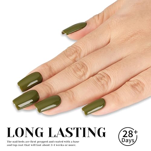 Miniatura 3 de TUTUYU Esmalte de uñas en gel verde oliva, 0.51 onzas líquidas UVLED, esmalte de gel semipermanente para salón de manicura o arte de uñas en casa,
