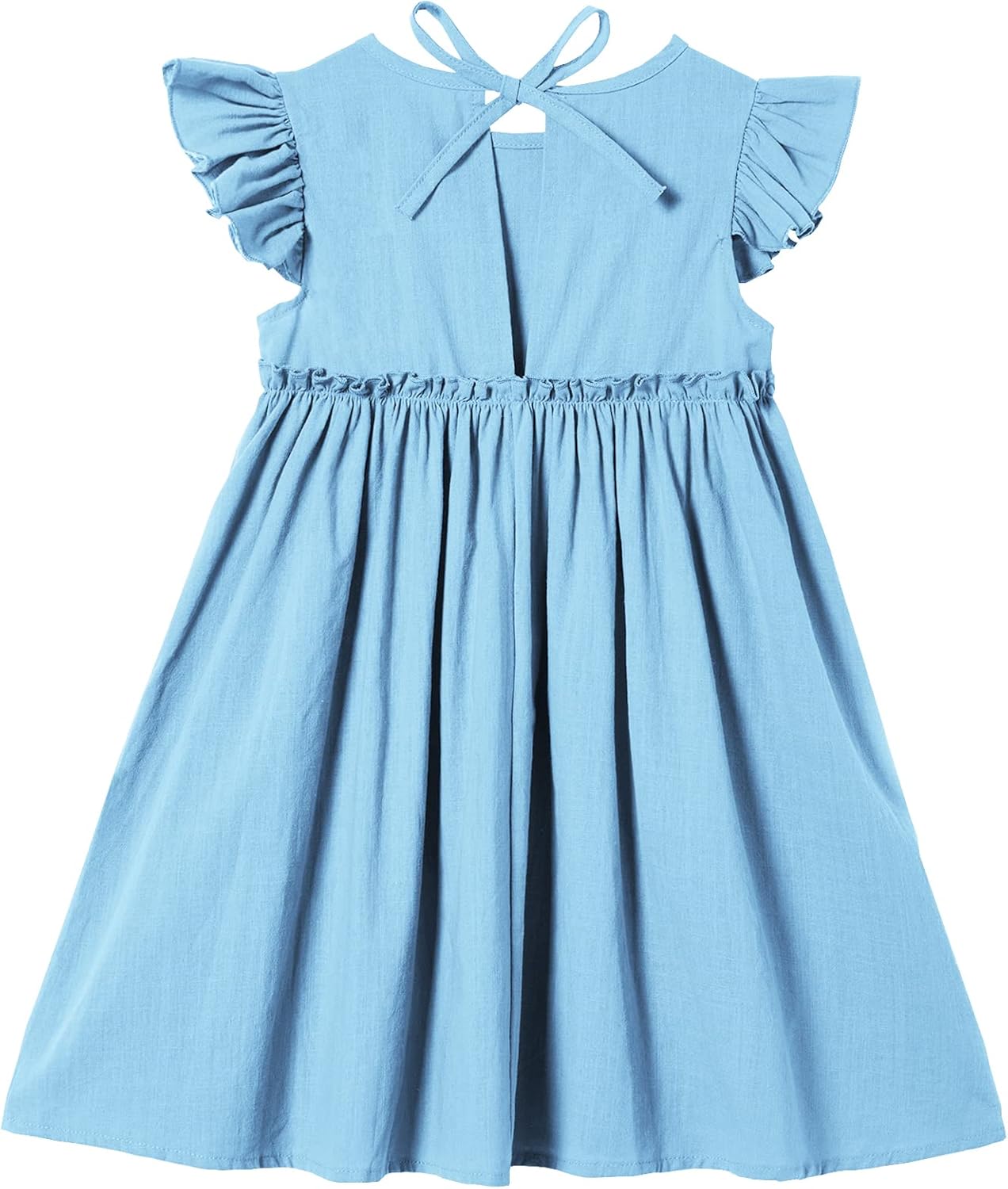 Toddler Baby Girls' Cotton-Linen Sundress with Ruffle Halter Sleeveless and Swing Dress - Image 2