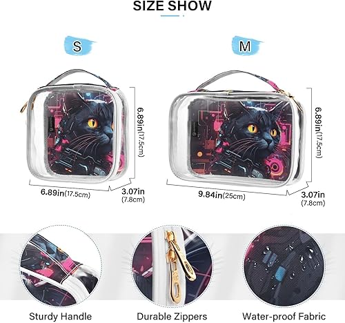 Miniatura 4 de Punk Cat Clear Toiletry Bag for Traveling,2 Pack Makeup Cosmetic Bag with Zipper,Travel Bag for Toiletries,Travel Essentials 21214475