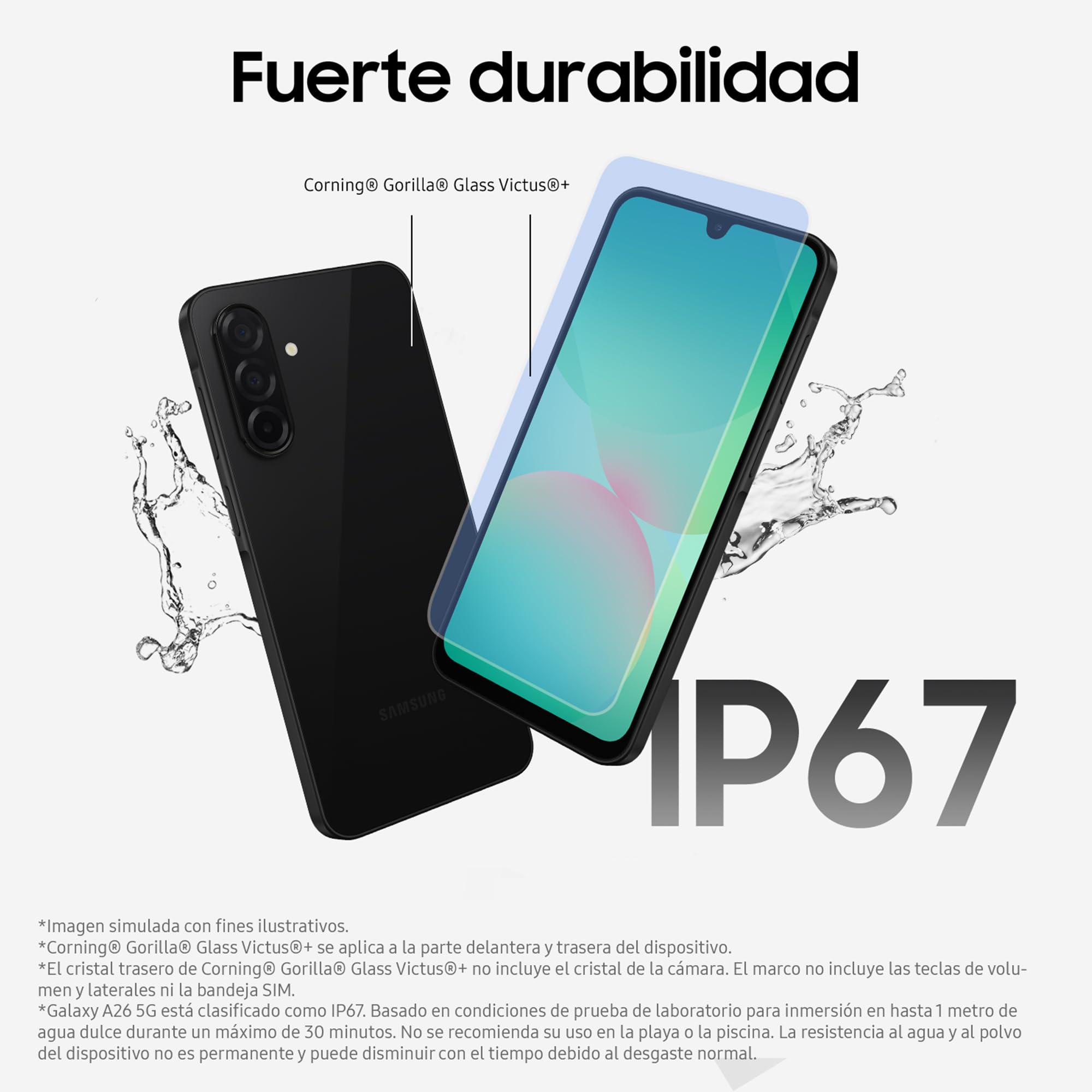 Samsung Galaxy A26 5G 256GB Teléfono Móvil, Inteligencia Alucinante, 6GB RAM, 50MP Cámara, Negro, Garantía del Fabricante 3 Años + 1 Año Extra