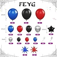 Vista 2 de Kit de arco de guirnalda de globos azules, rojos y negros, kit de arco de globos con globos plateados metálicos con globos de estrella para niños