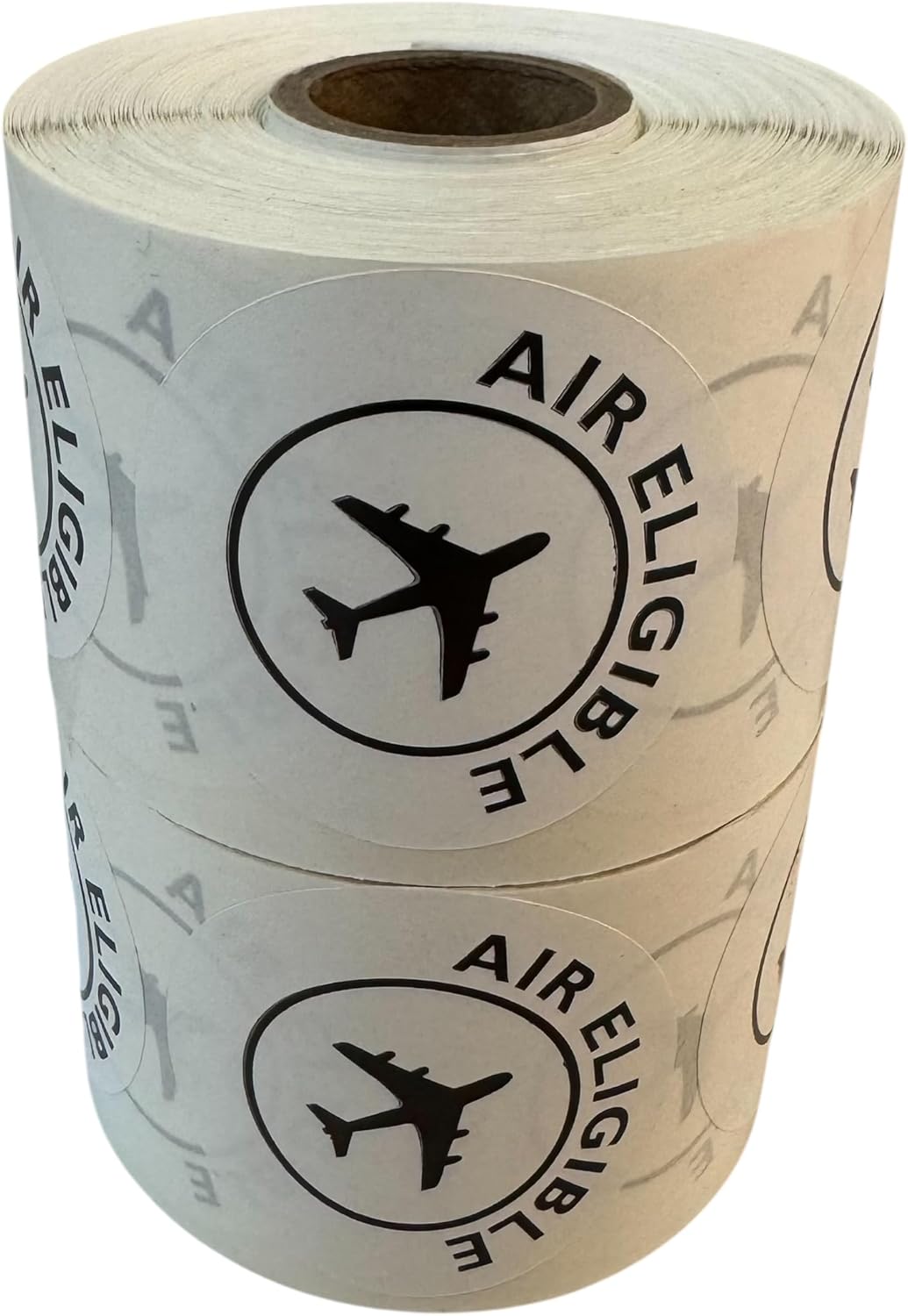 2” Round Air Eligible (with Plane Image) Adhesive Stickers – (2) Rolls 1,000 Labels Total for Shipping & Freight Packaging