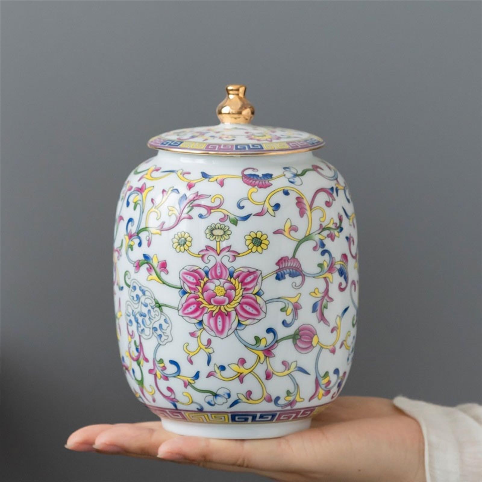 Tarro de Almacenamiento, Hermoso Tarro de cerámica esmaltada para Almacenamiento de té, Tarro de Almacenamiento Retro Chino para el hogar, Adornos Decorativos, contenedor de a