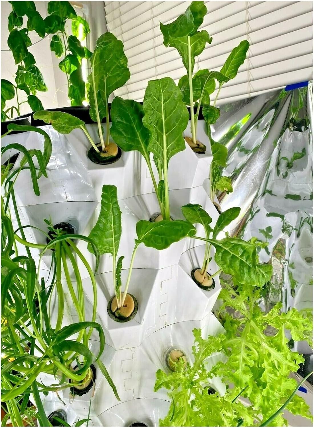 Hydroponic Tower Growing Sytem Hydroponics Grow System Aeroponics Growing Planter Tower for Indoor Garden Plastic Greenhouse Soilless Planting Easy to Install and Operate (Bianco 6)