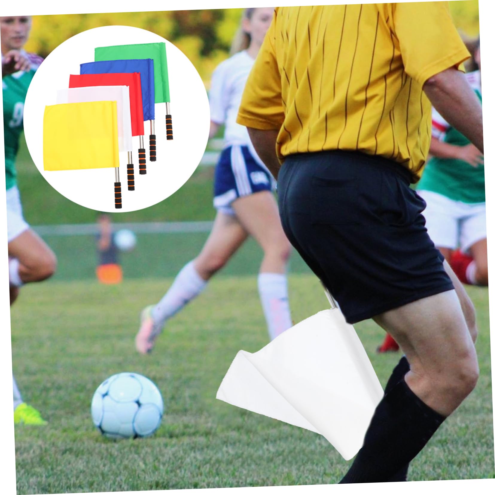 Bandiere in Acciaio Inossidabile e Poliestere Leggere e Facili da Trasportare 10pezzi per Arbitro Calcio per Segnalazione Durante Partite di Calcio