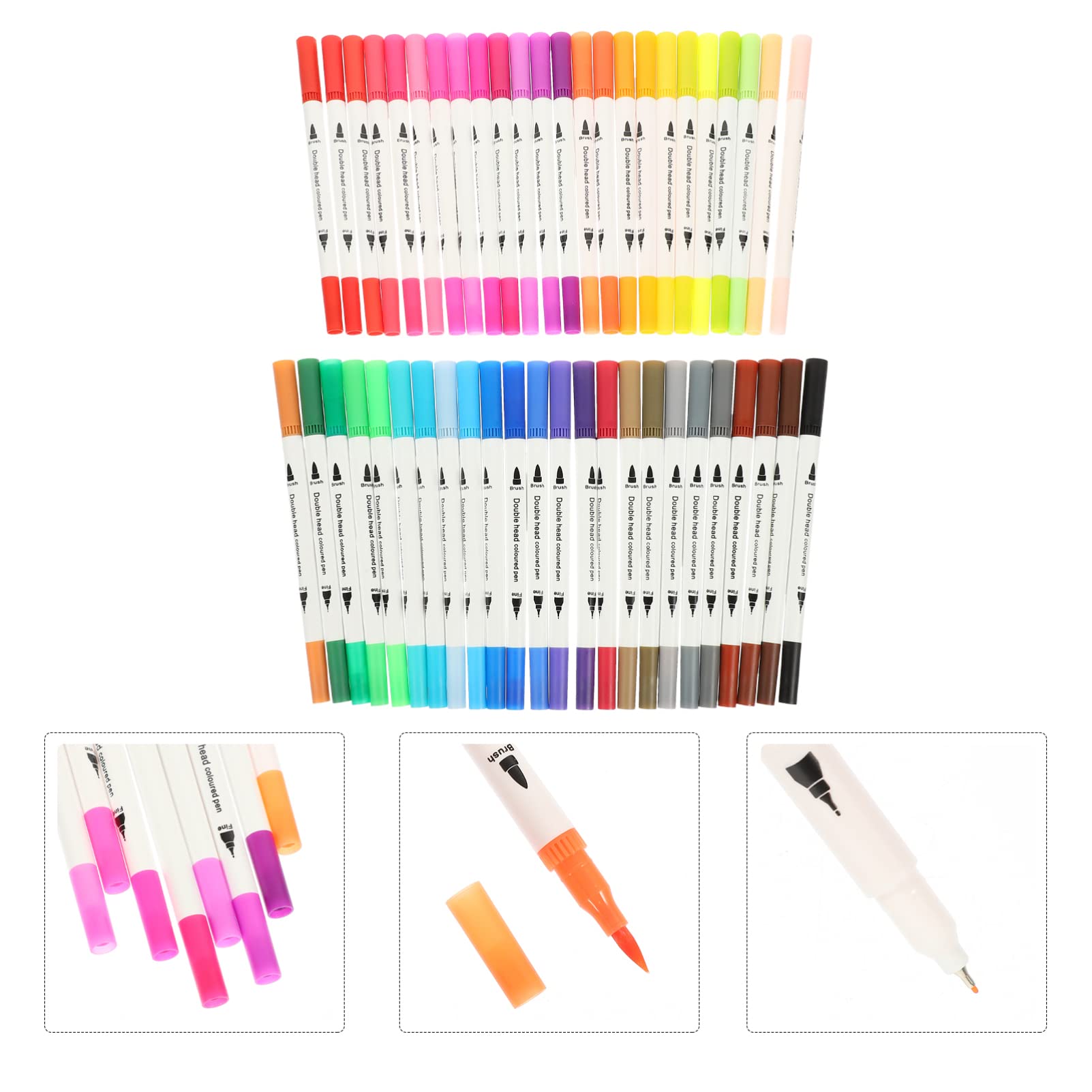 jojofuny 48 Rotuladores de Acuarela de Plástico, Escritura Suave, para Colorear y Dibujar, Adecuado para Estudiantes y Journaling, 48 Piezas