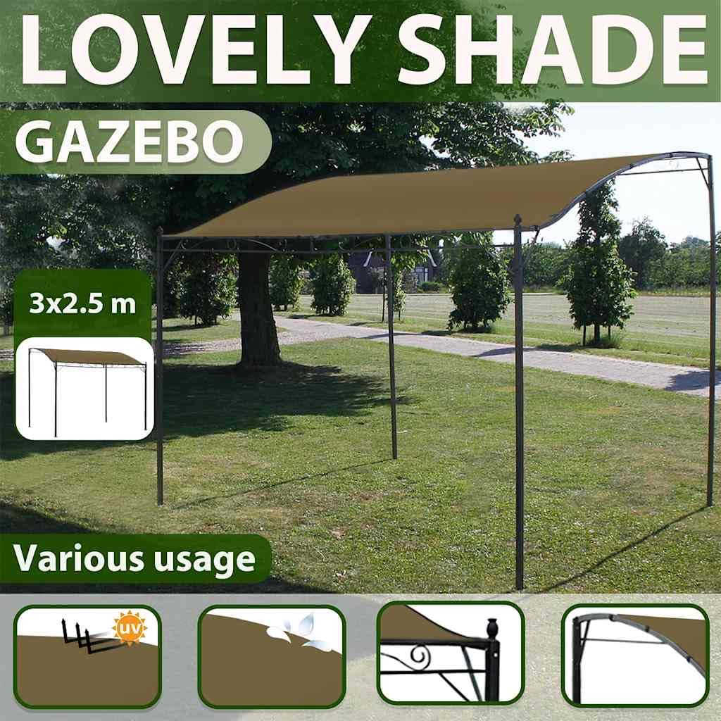 vidaXL Zadaszenie, 3 x 2,4 m, kolor taupe, 180 g/m²
