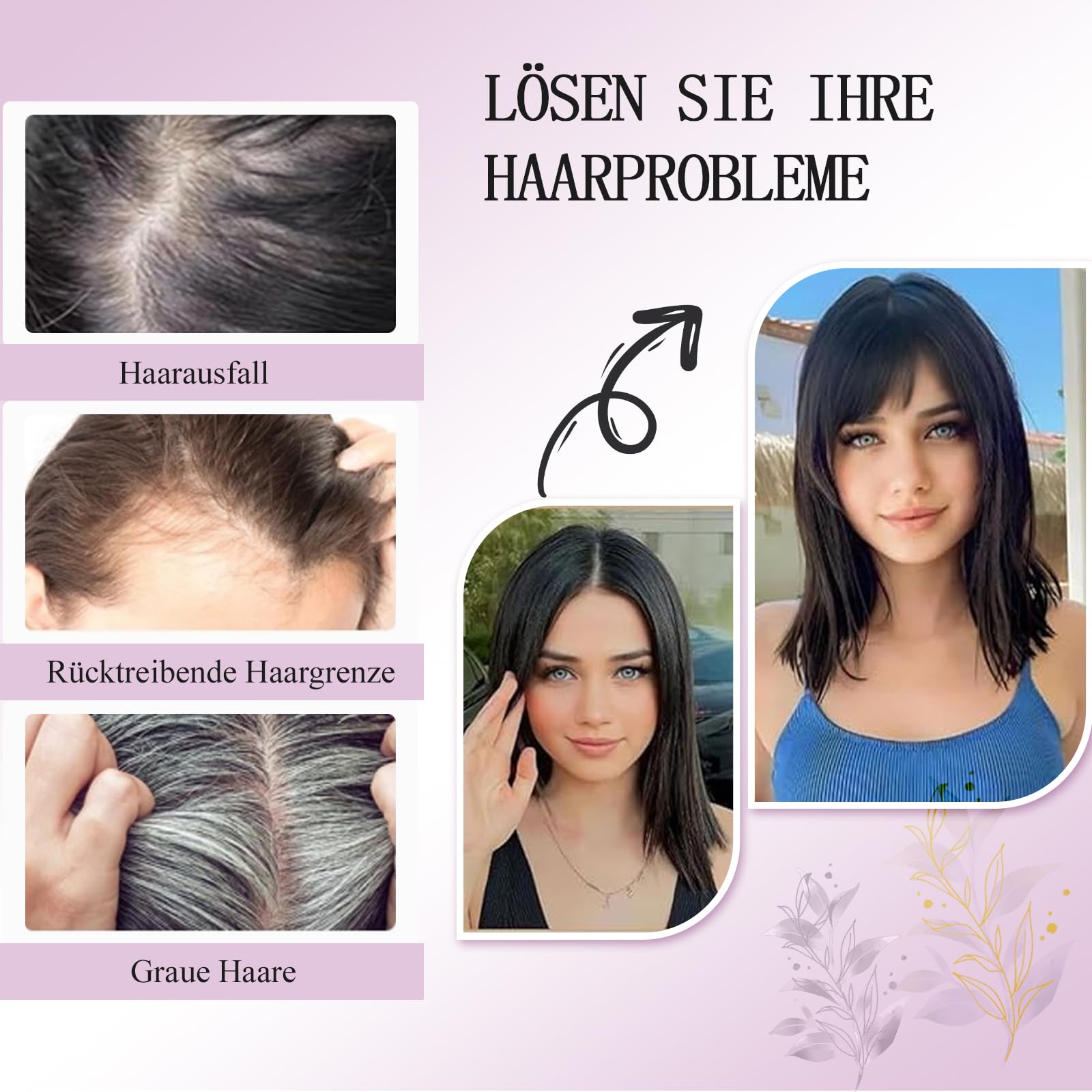 Haar Toppers für Frauen aus echtem Menschenhaar mit Pony, handgenäht 360°3D-Abdeckung, natürlich für dünner werdendes Haar Haarstücke für Frauen Topper (Ombre Light Brown with Blond Highlight)