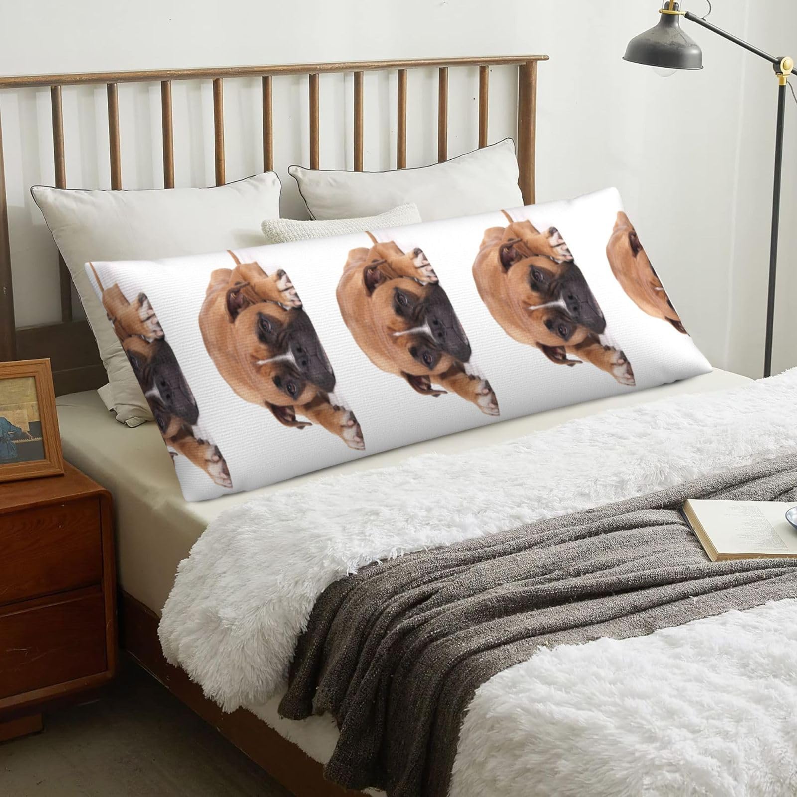 Boxer Dog, Body Pillow Cover with Zipper,Long Body Pillowcase 20 x 60 in