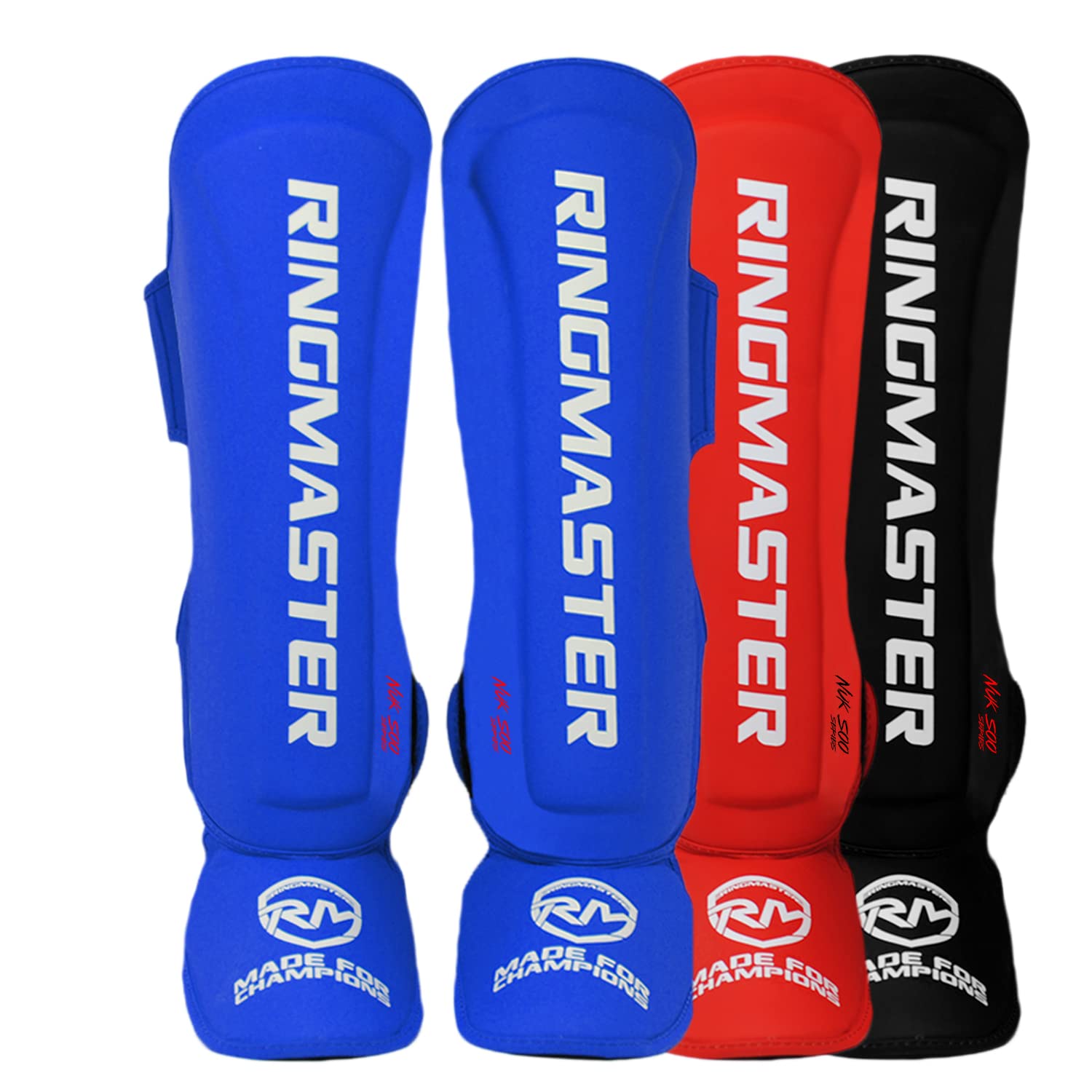 RingMaster Nuksoo Series Shin Pads Instep Guard Foot Protector Kickboxing Muay Thai Training Sparring (X Large, Blue)