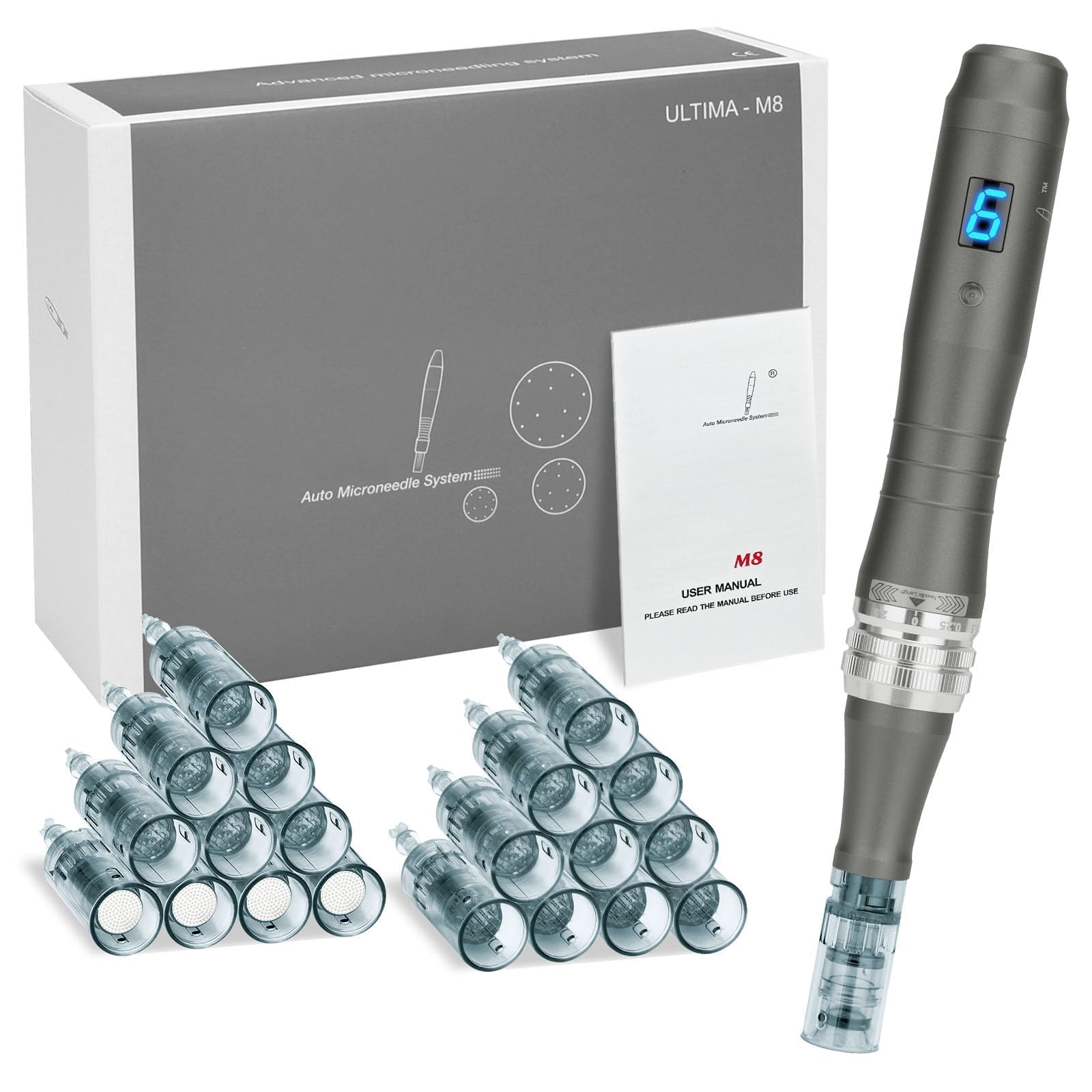 Ultima M8 - Set professionale per microneedling, con 20 cartucce e aghi