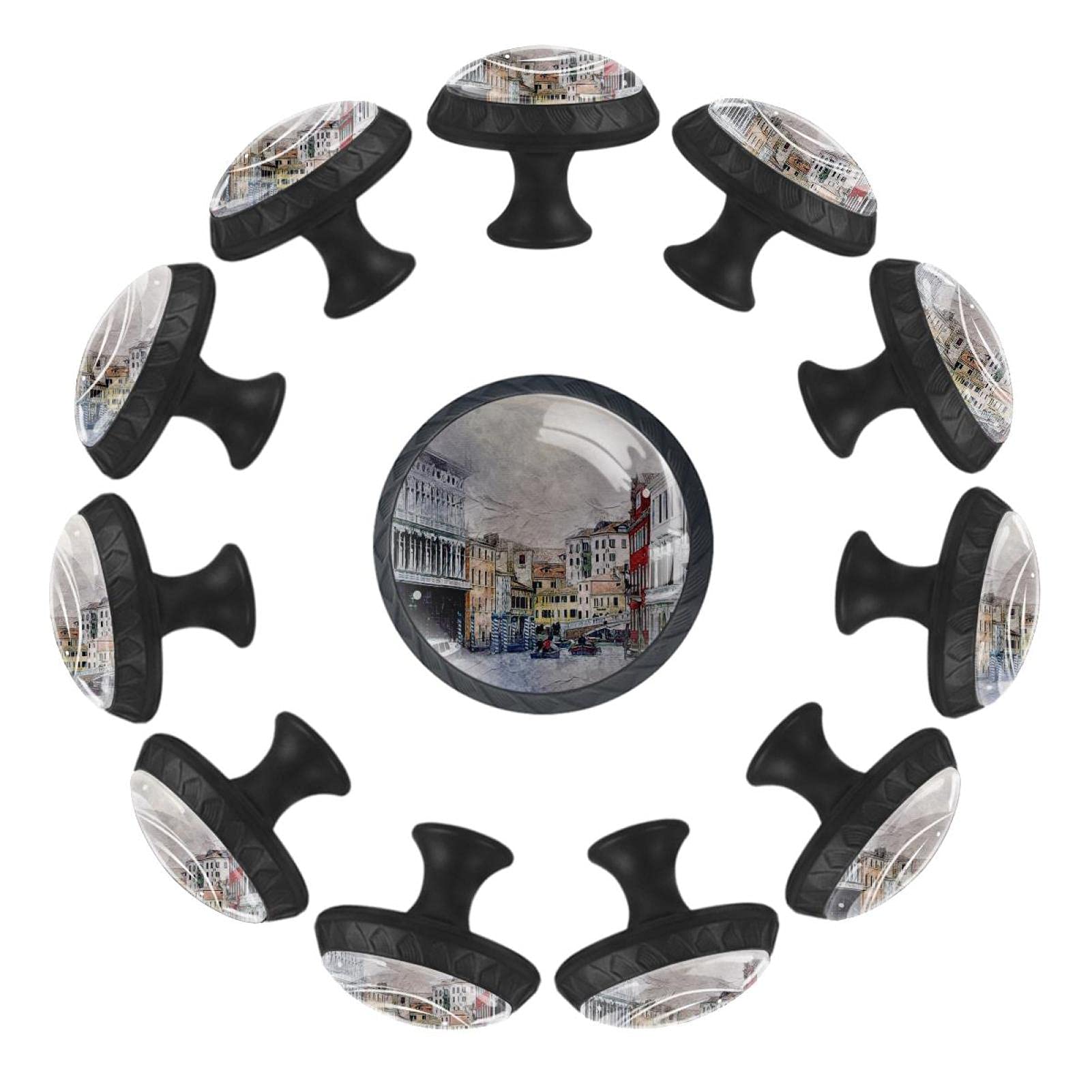 Boutons de tiroir ronds 35 mm Paiting City - Lot de 12 poignées en bois pour commode enfant
