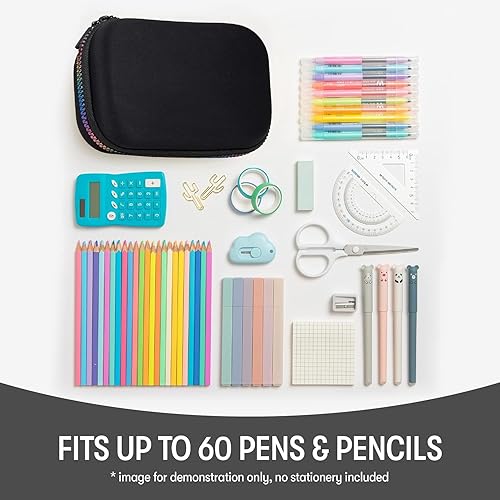 Miniatura 4 de ZIPIT Caja de lápices negra y arco iris para niñas, bonito estuche para la escuela, caja organizadora de papelería de gran capacidad