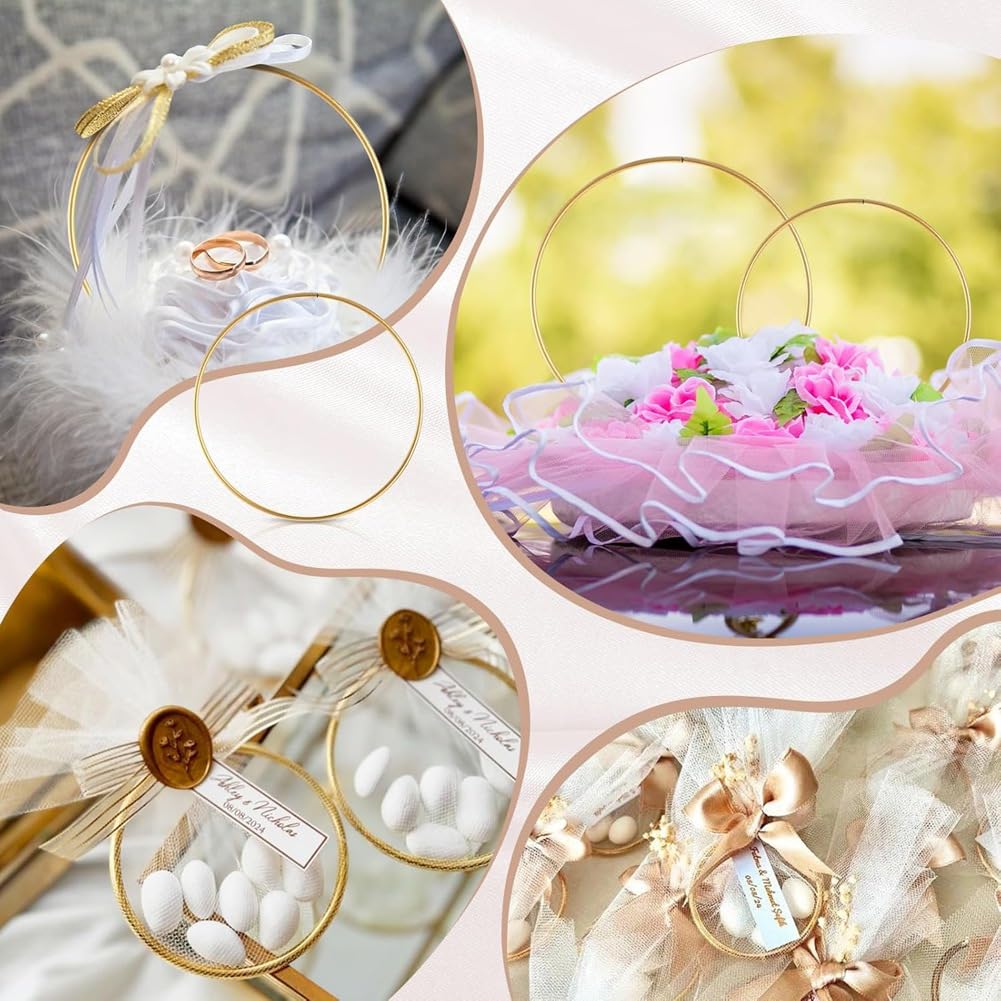 100 Anillos de Metal para Manualidades, Macramé, Atrapasueños, Aros Dorados, Decoración de Mesa de Boda, Colgante de Pared.