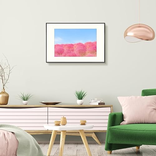 Miniatura 7 de Frametory, Marco de fotos de aluminio de 16 x 24 pulgadas, marco negro de 16 x 24 pulgadas con paspartú de color marfil para fotos de 12 x 18