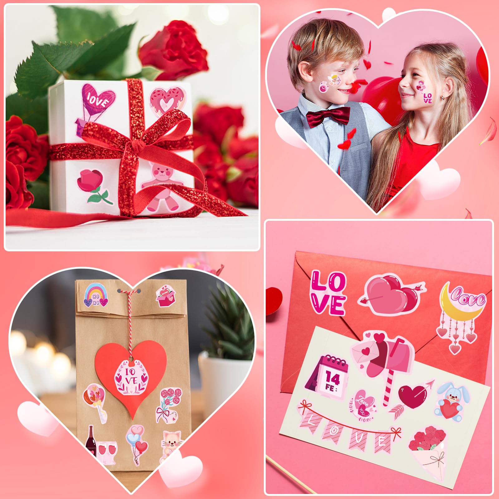 100pcs Autocollants De Saint-valentin, Autocollants De Cœur D'amour