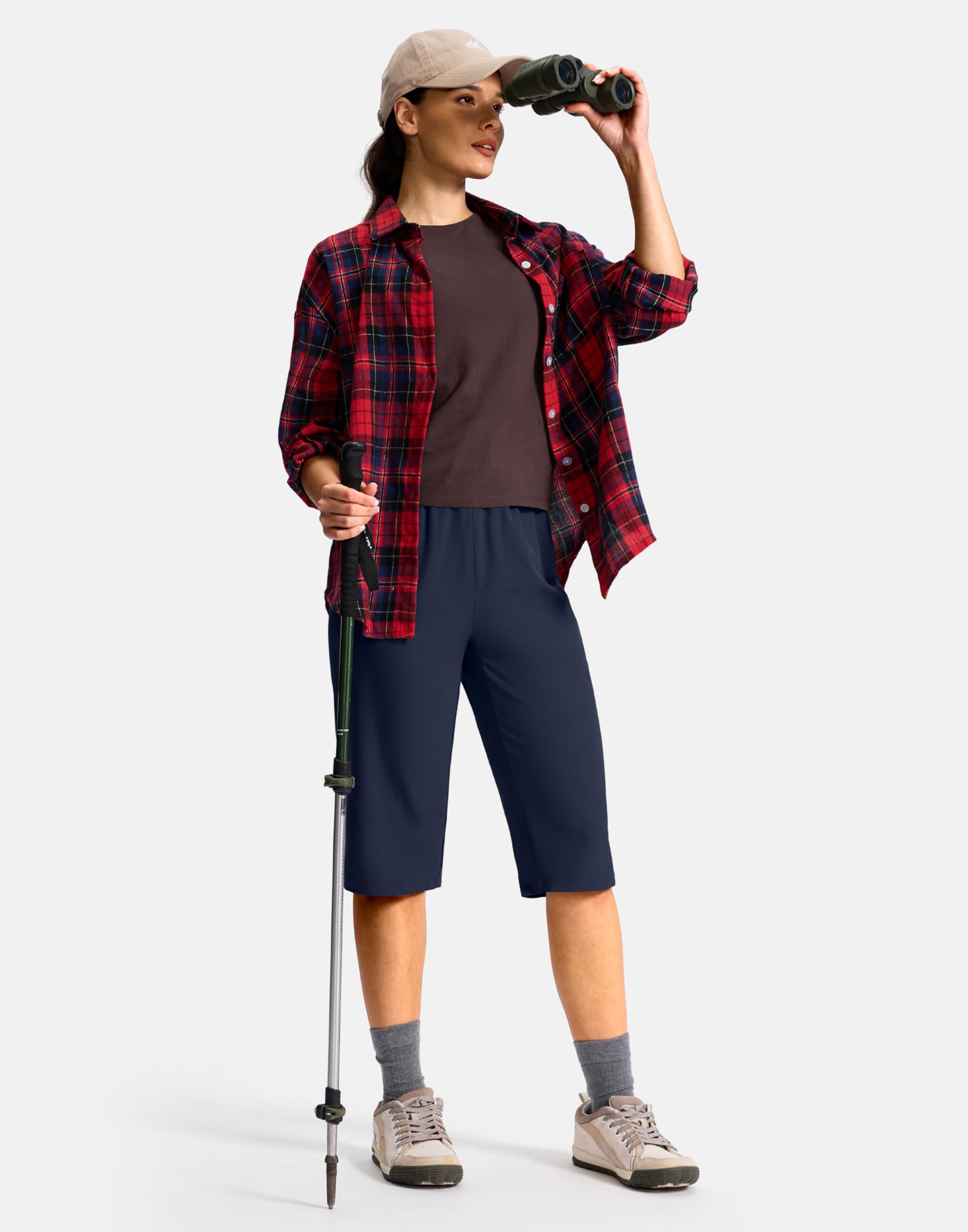 G Gradual Women's 15" Long Hiking Shorts with Zipper Pocket Below The Knee Capris Lightweight Bermuda Shorts for Women — view 7
