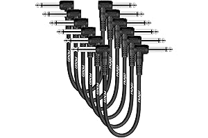 Premium Guitar Patch Cables: 6-Pack of 1/4-Inch Right-Angle Connectors for Enhanced Audio Clarity